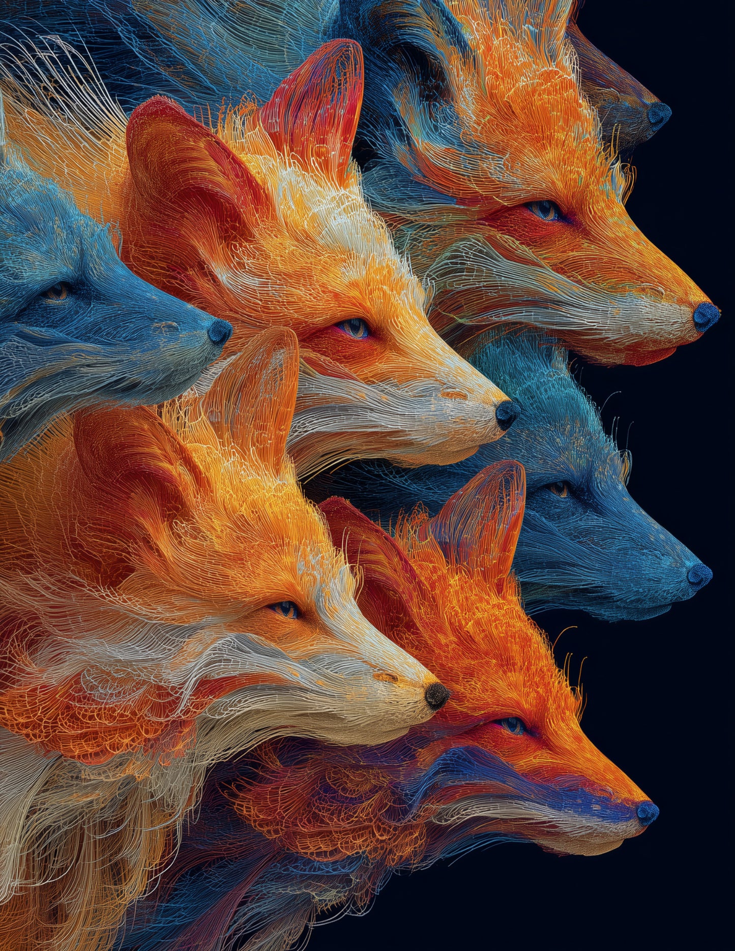 Fox — Fractal Filigree Pack Art, Serene Tones Digital Wall Art, 3 Sizes Included, Living Room Decor