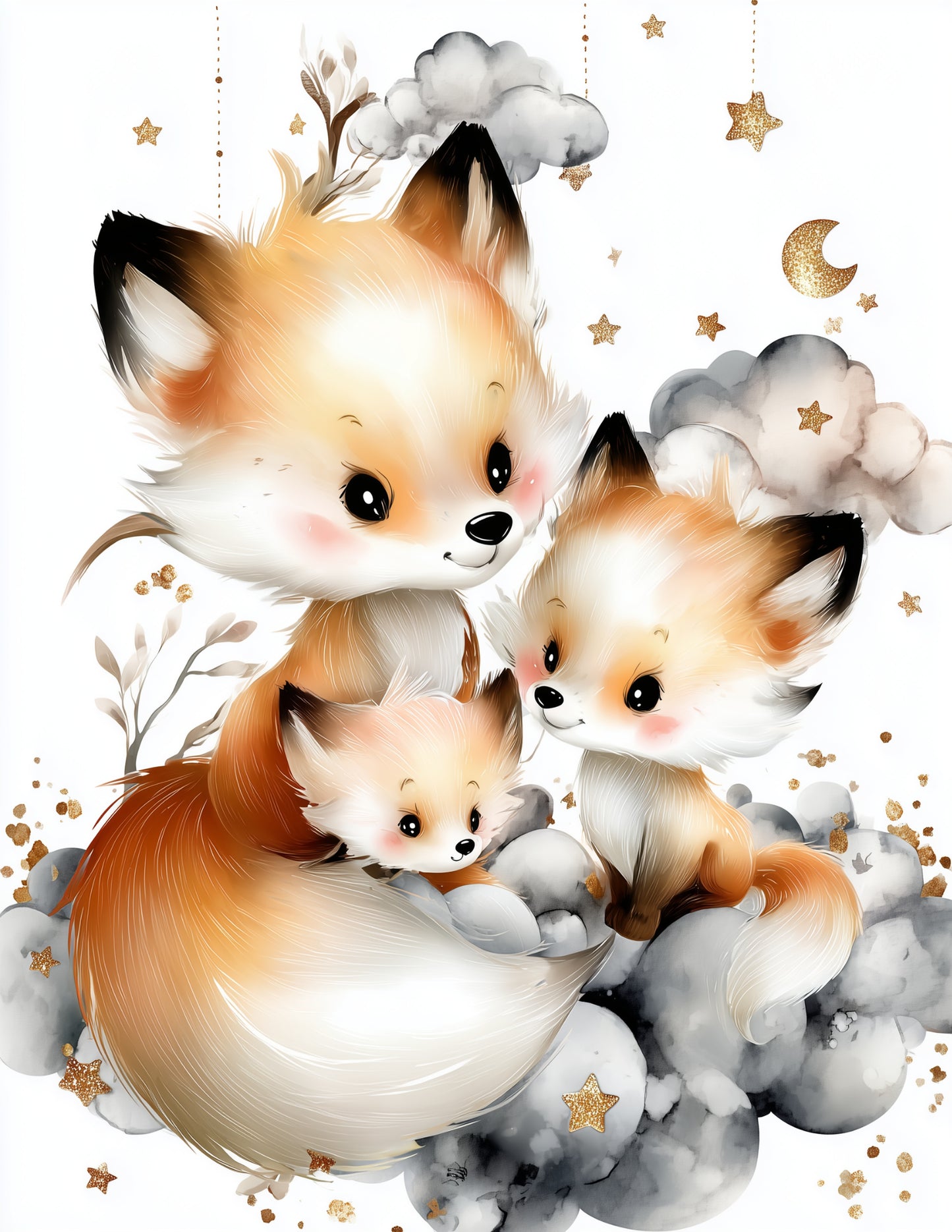 Fox — Nursery Pack Art, Soft Gradients Digital Wall Art, 3 Sizes Included, Nursery Decor