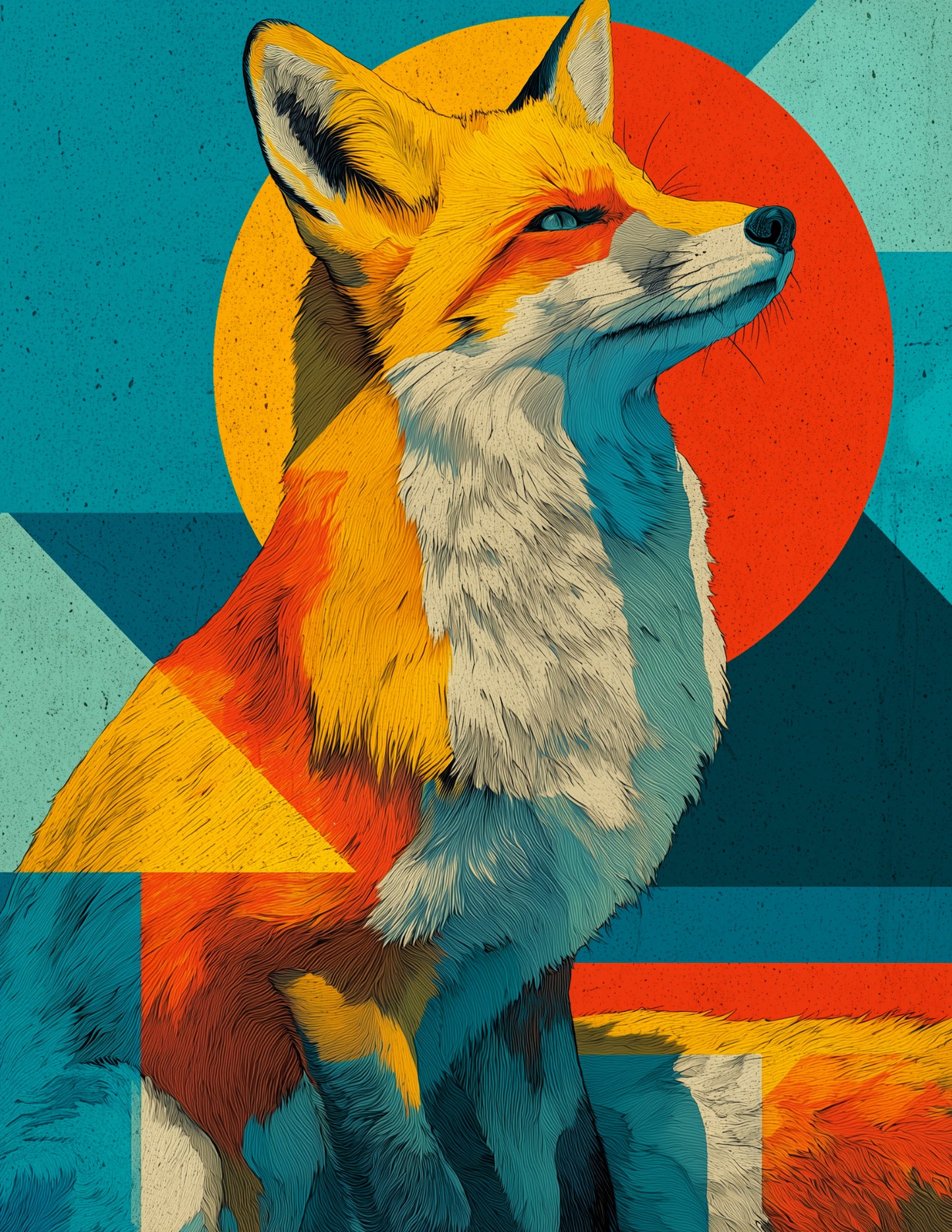 Fox — Pop Art, Balanced Tones Digital Wall Art, 3 Sizes Included, Living Room Decor