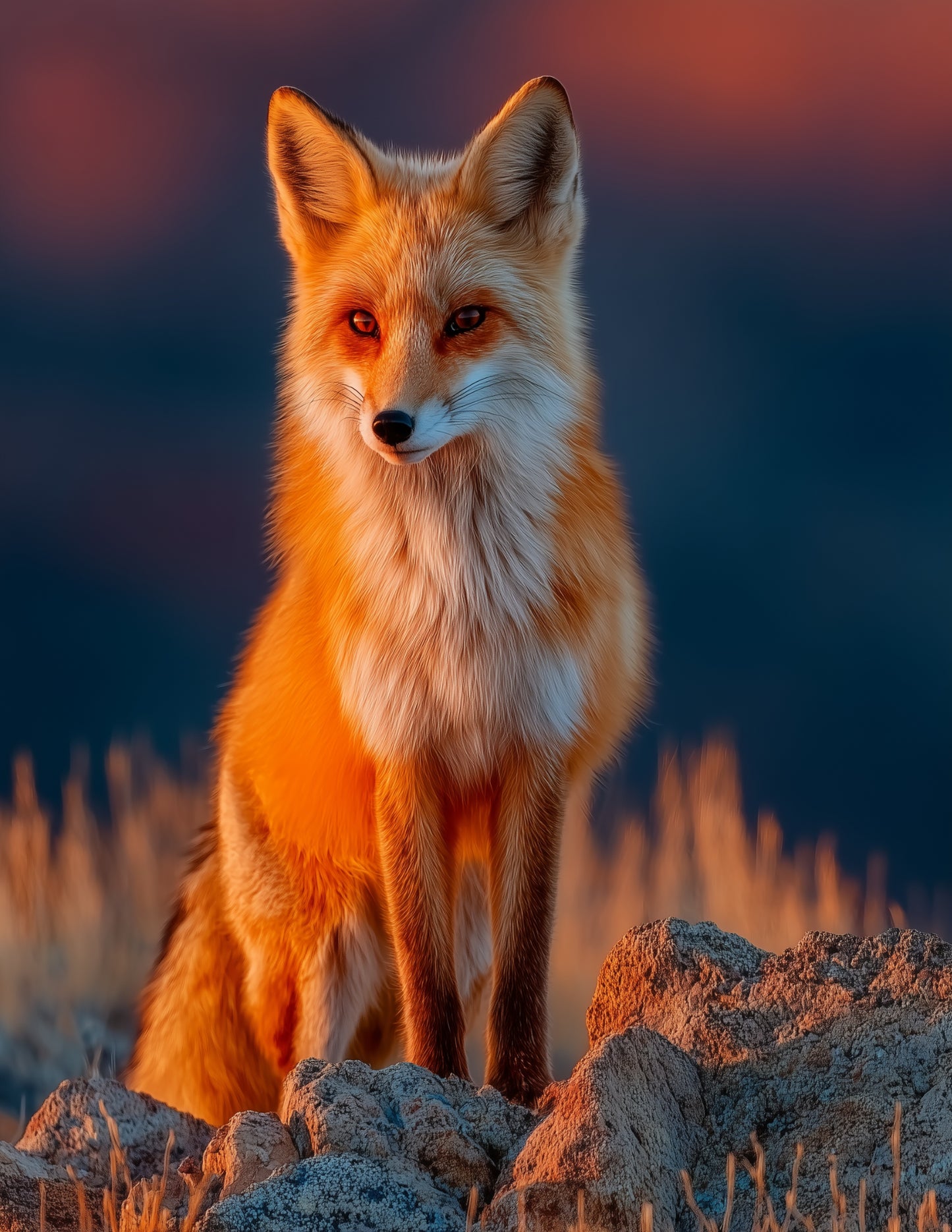 Fox — Realistic Art, Warm Tones Digital Wall Art, 3 Sizes Included, Living Room Decor