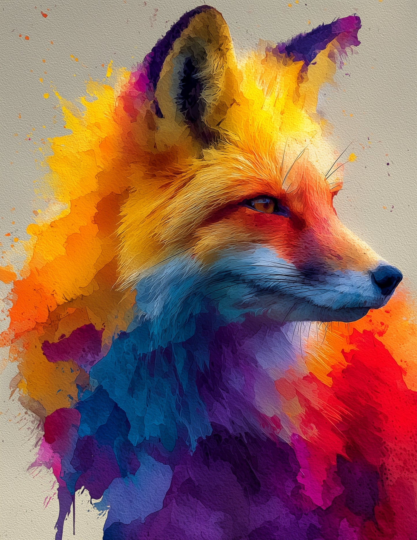 Fox — Watercolor Art, Balanced Tones Digital Wall Art, 3 Sizes Included, Living Room Decor
