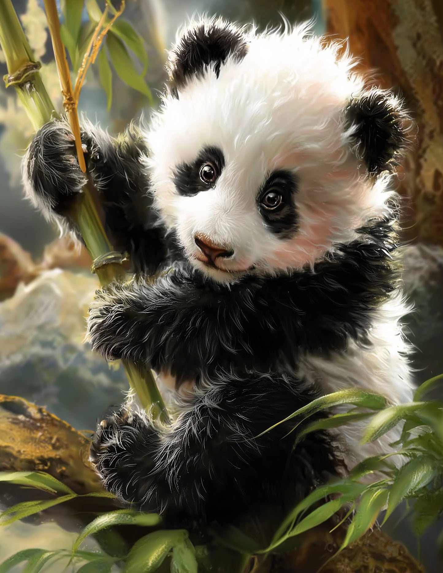 Giant Panda — Nursery Art, Soft Hues Digital Wall Art, 3 Sizes Included, Nursery Decor