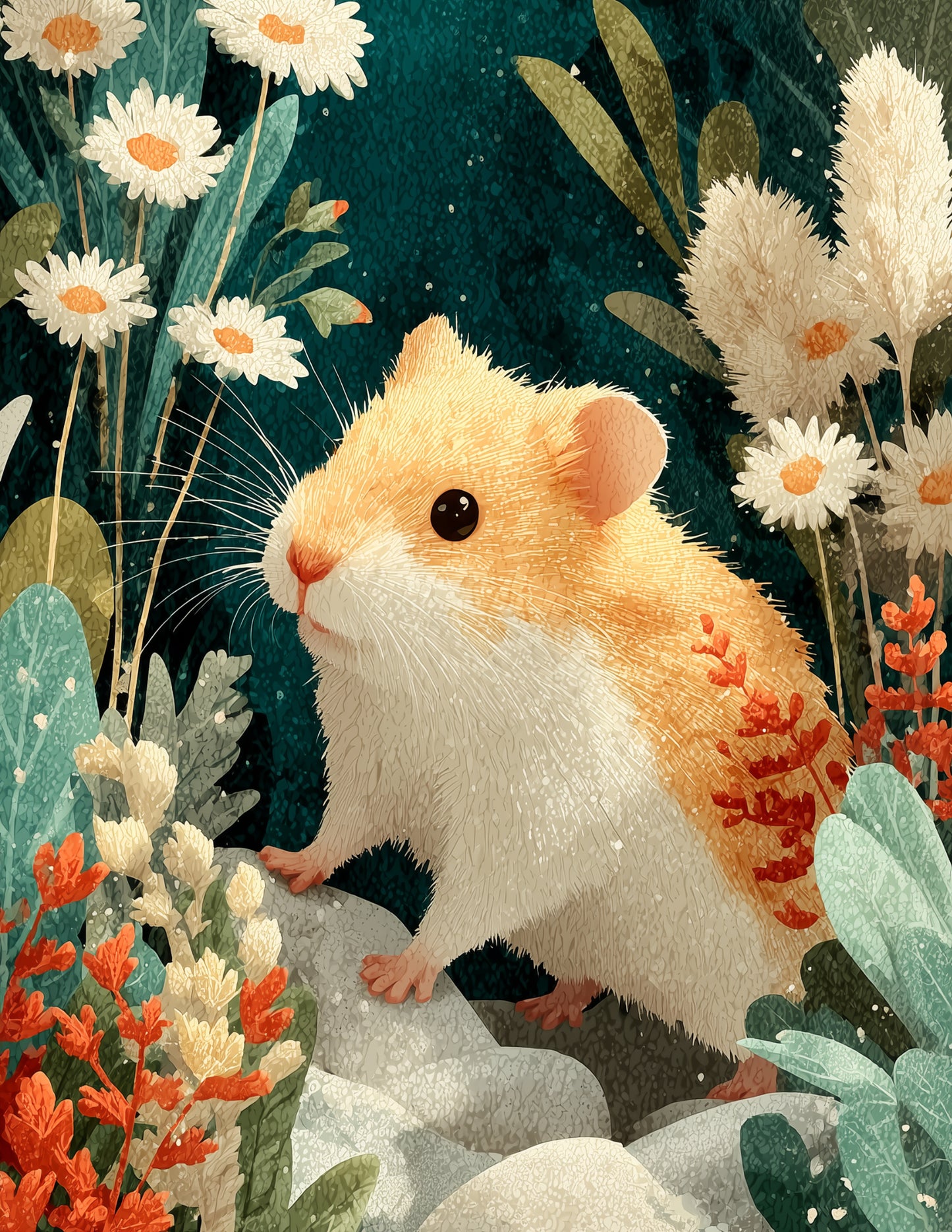 Hamster — Nursery Art, Gentle Hues Digital Wall Art, 3 Sizes Included, Nursery Decor