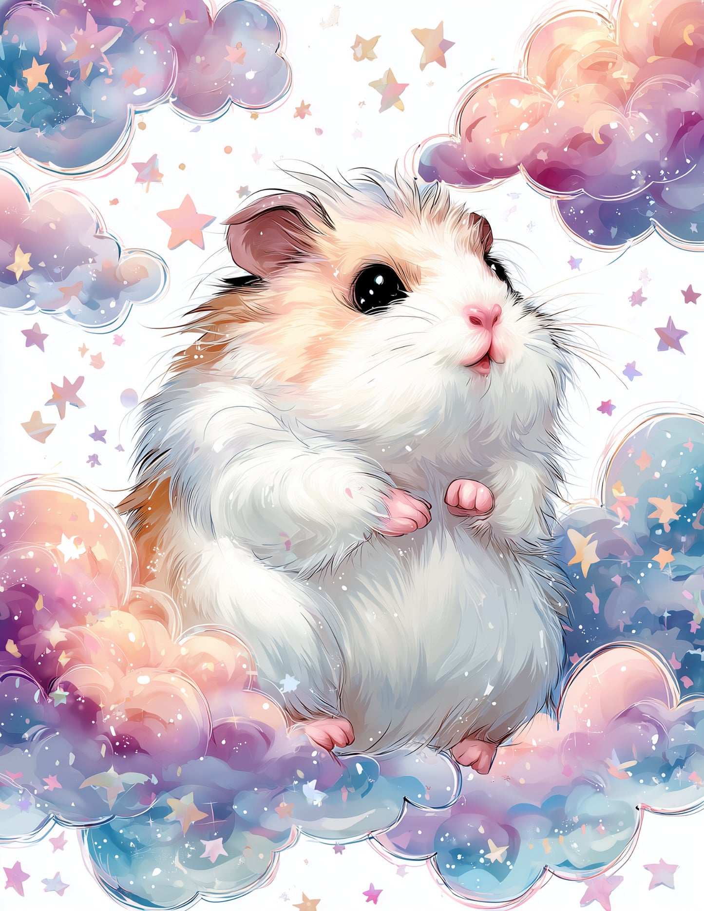 Hamster — Nursery Art, Light Pastels Digital Wall Art, 3 Sizes Included, Nursery Decor