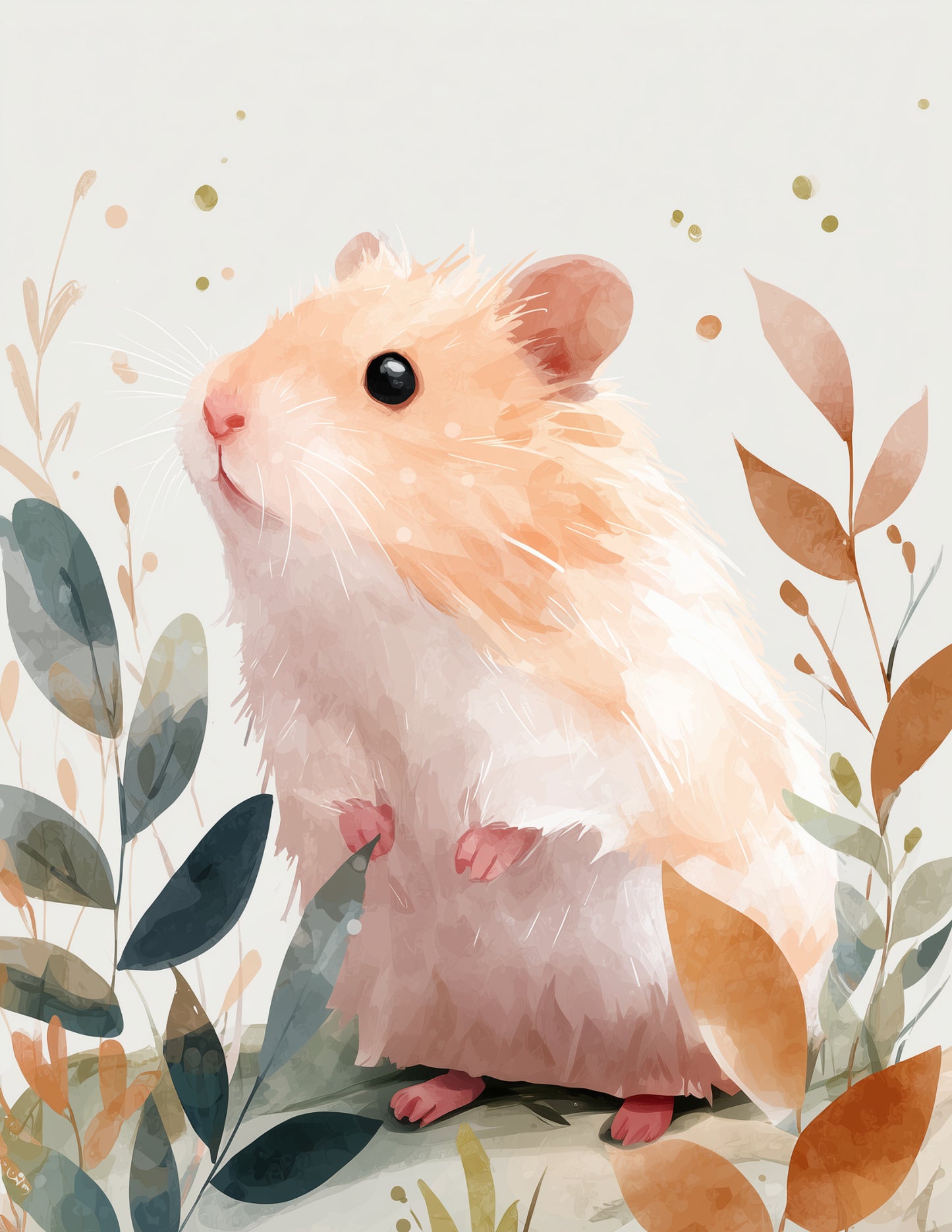 Hamster — Nursery Art, Serene Pastels Digital Wall Art, 3 Sizes Included, Nursery Decor