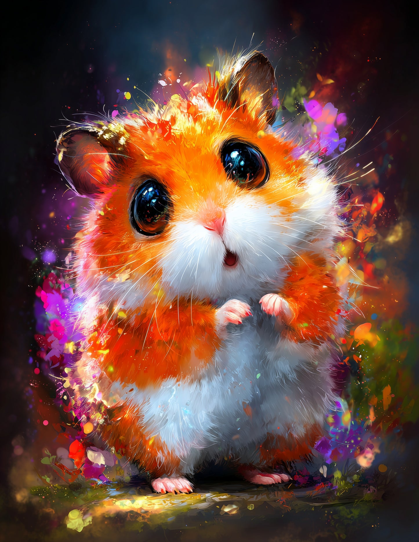 Hamster — Cute Cartoon Art, Vibrant Palette Digital Wall Art, 3 Sizes Included, Nursery Decor