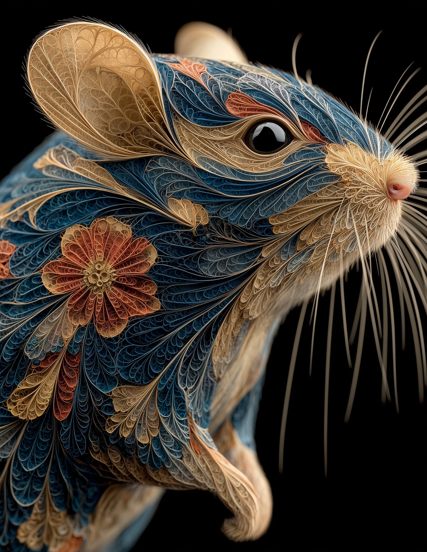 Hamster — Fractal Filigree Art, Layered Hues Digital Wall Art, 3 Sizes Included, Living Room Decor
