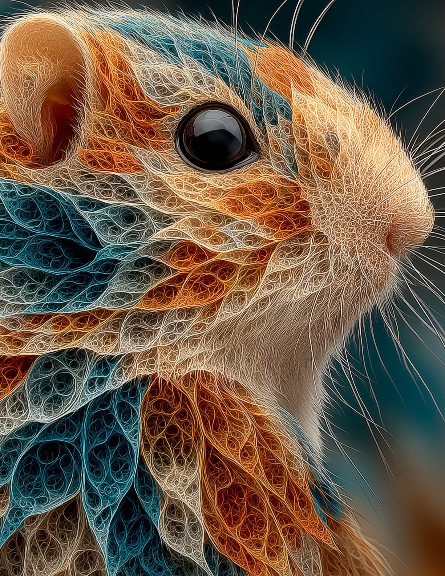 Hamster — Fractal Filigree Art, Vibrant Palette Digital Wall Art, 3 Sizes Included, Living Room Decor