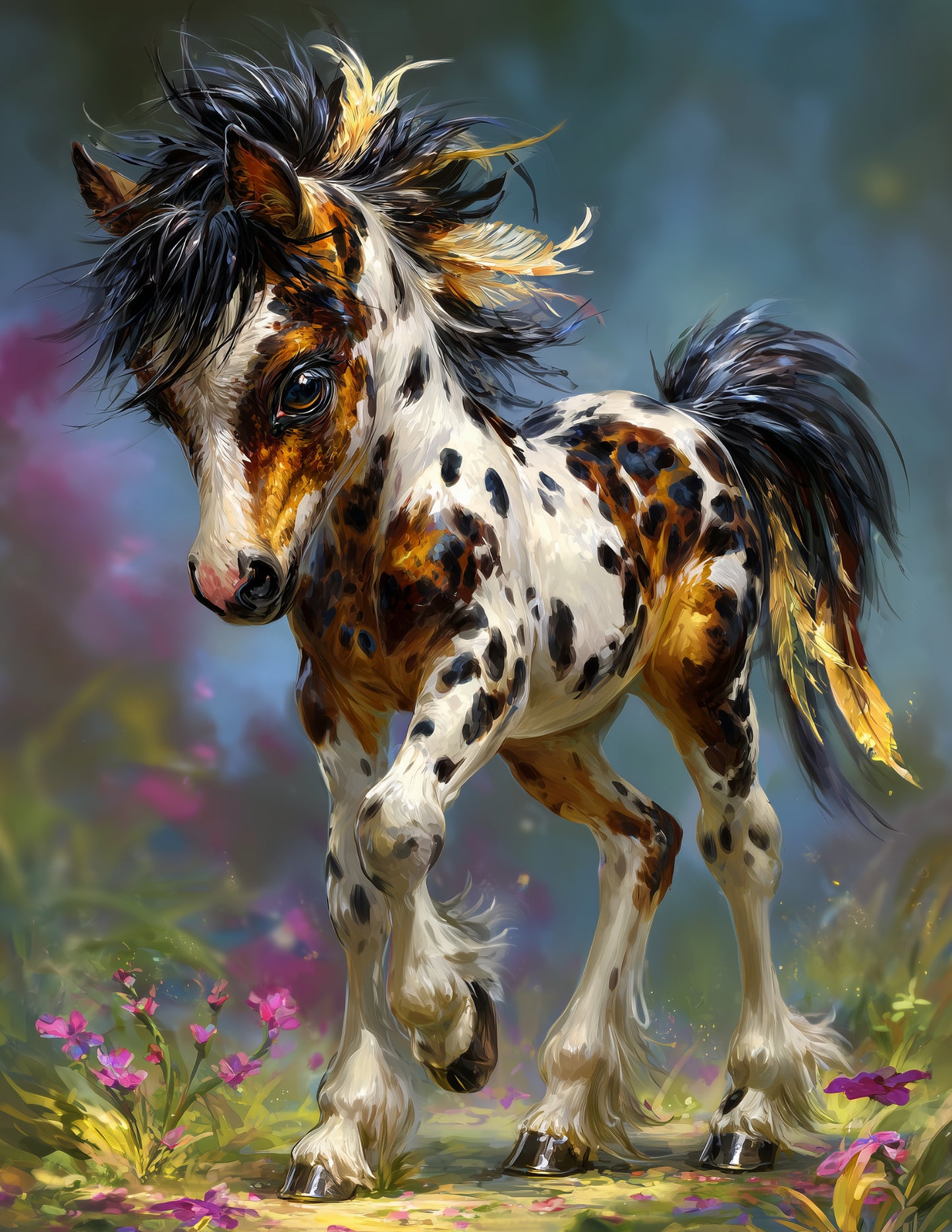 Horse — Cute Cartoon Art, Dreamy Hues Digital Wall Art, 3 Sizes Included, Nursery Decor