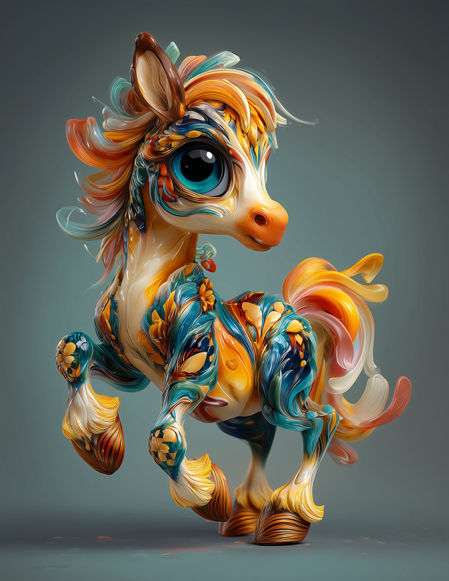 Horse — Cute Cartoon Art, Soft Pastels Digital Wall Art, 3 Sizes Included, Nursery Decor