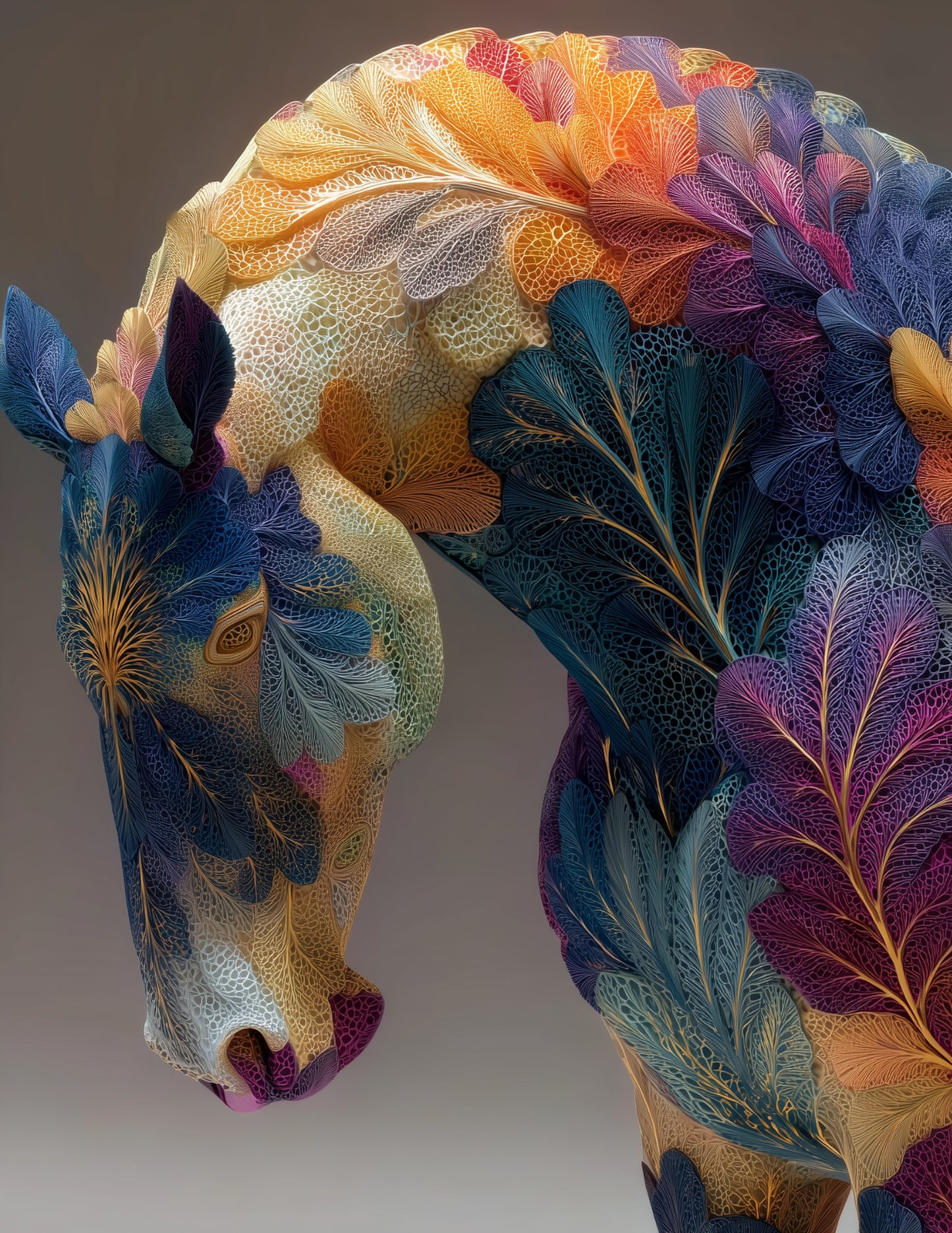 Horse — Fractal Filigree Art, Bold Contrast Digital Wall Art, 3 Sizes Included, Living Room Decor