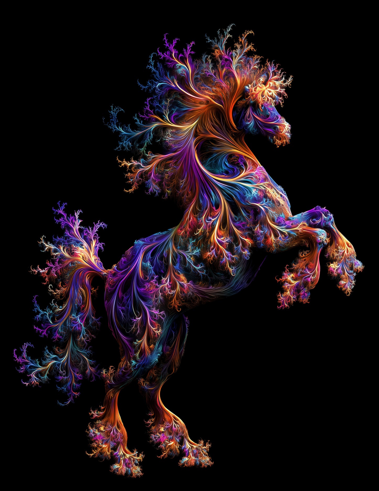 Horse — Fractal Filigree Art, Layered Hues Digital Wall Art, 3 Sizes Included, Living Room Decor