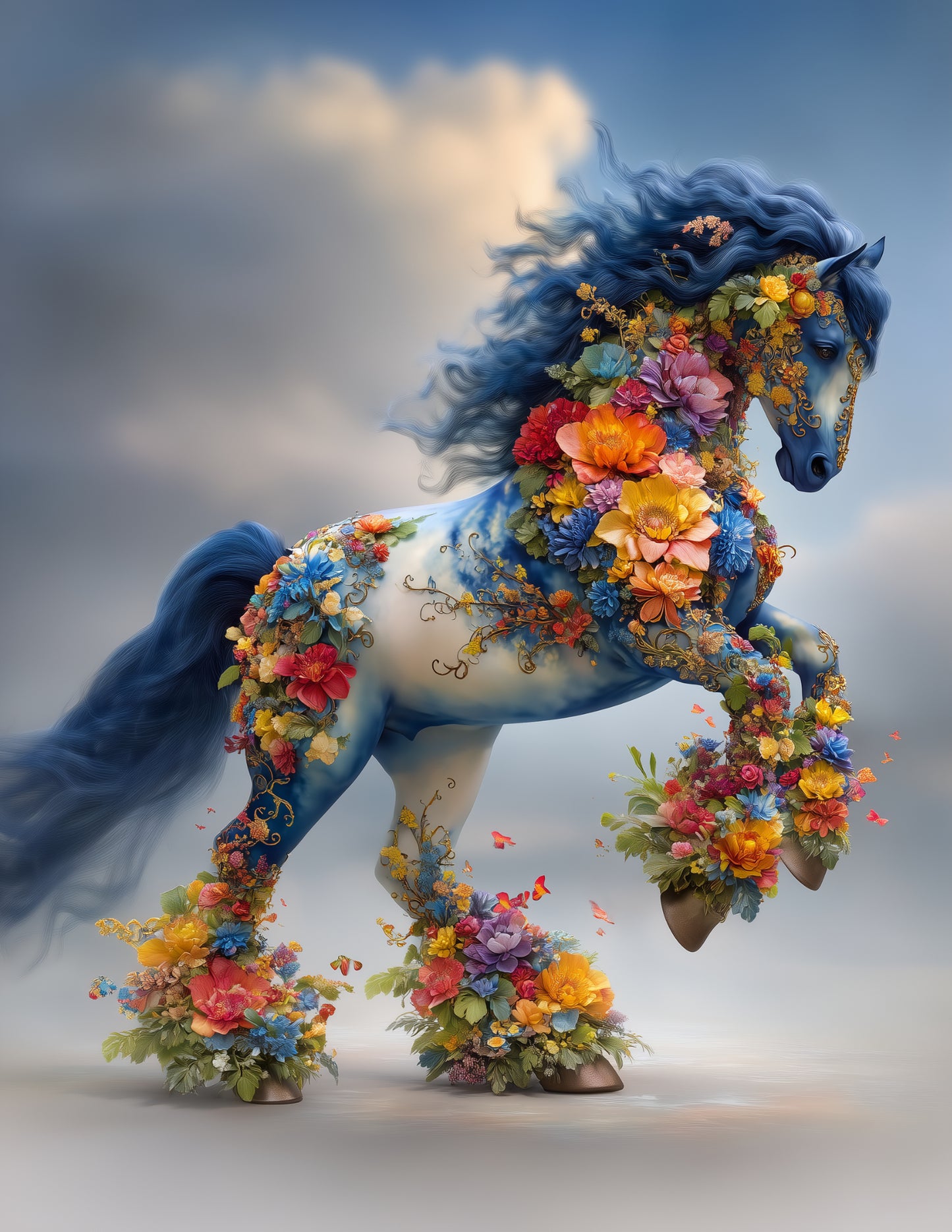 Horse — Fractal Filigree Art, Warm Tones Digital Wall Art, 3 Sizes Included, Living Room Decor