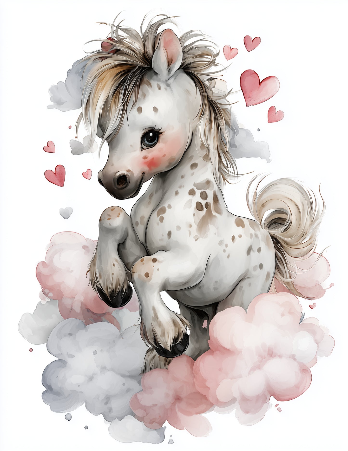 Horse — Nursery Art, Calm Pastels Digital Wall Art, 3 Sizes Included, Nursery Decor