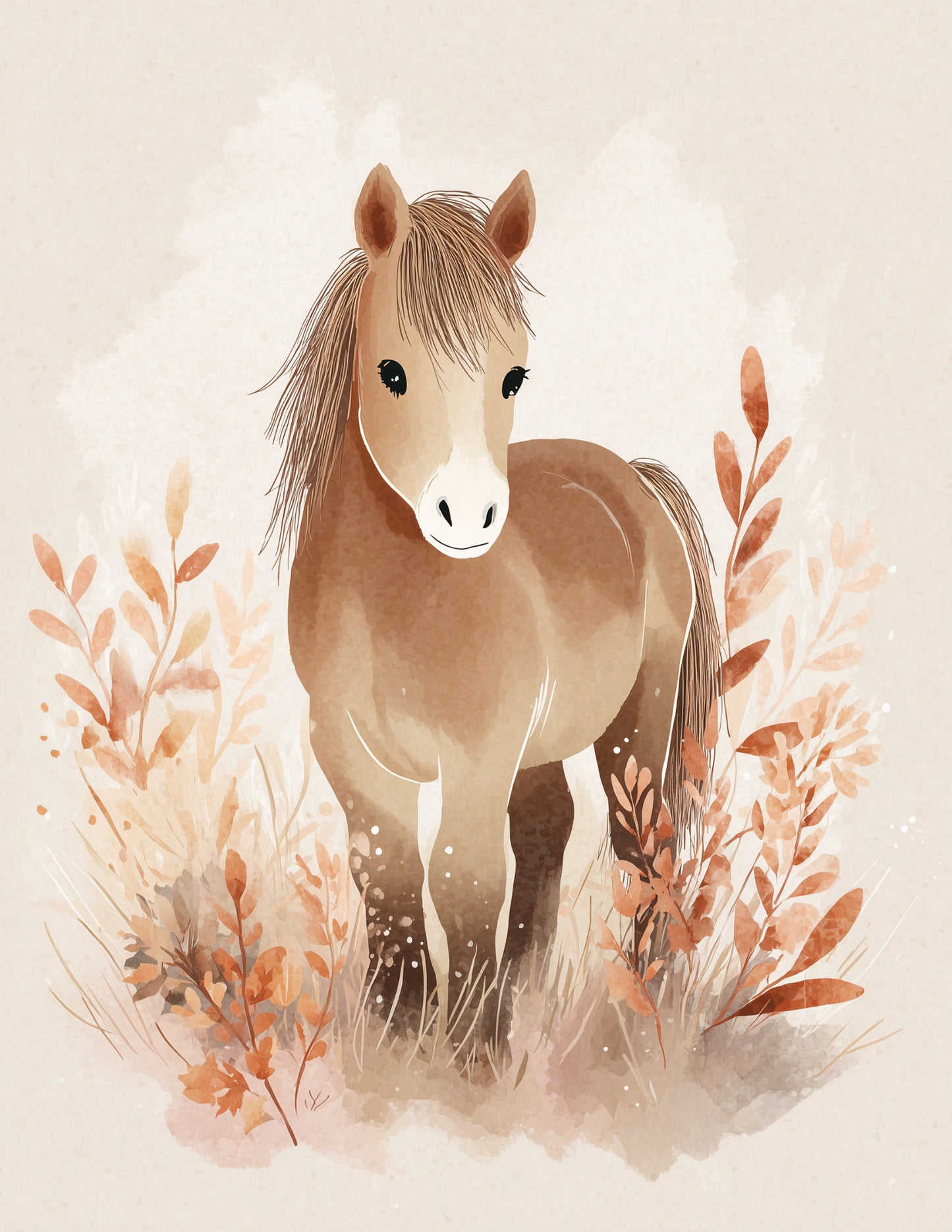 Horse — Nursery Art, Soft Neutrals Digital Wall Art, 3 Sizes Included, Nursery Decor