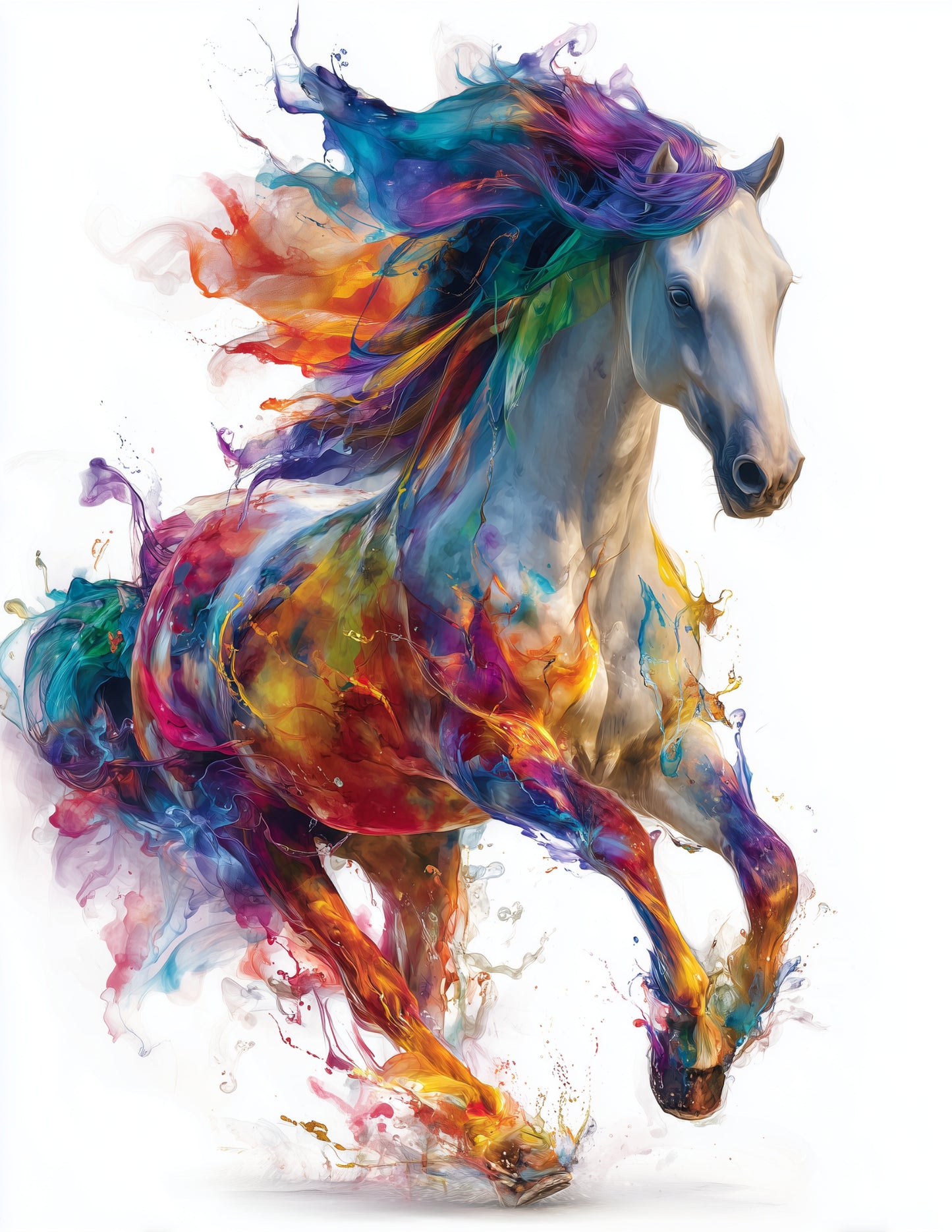 Horse — Watercolor Art, Sunset Glow Digital Wall Art, 3 Sizes Included, Living Room Decor