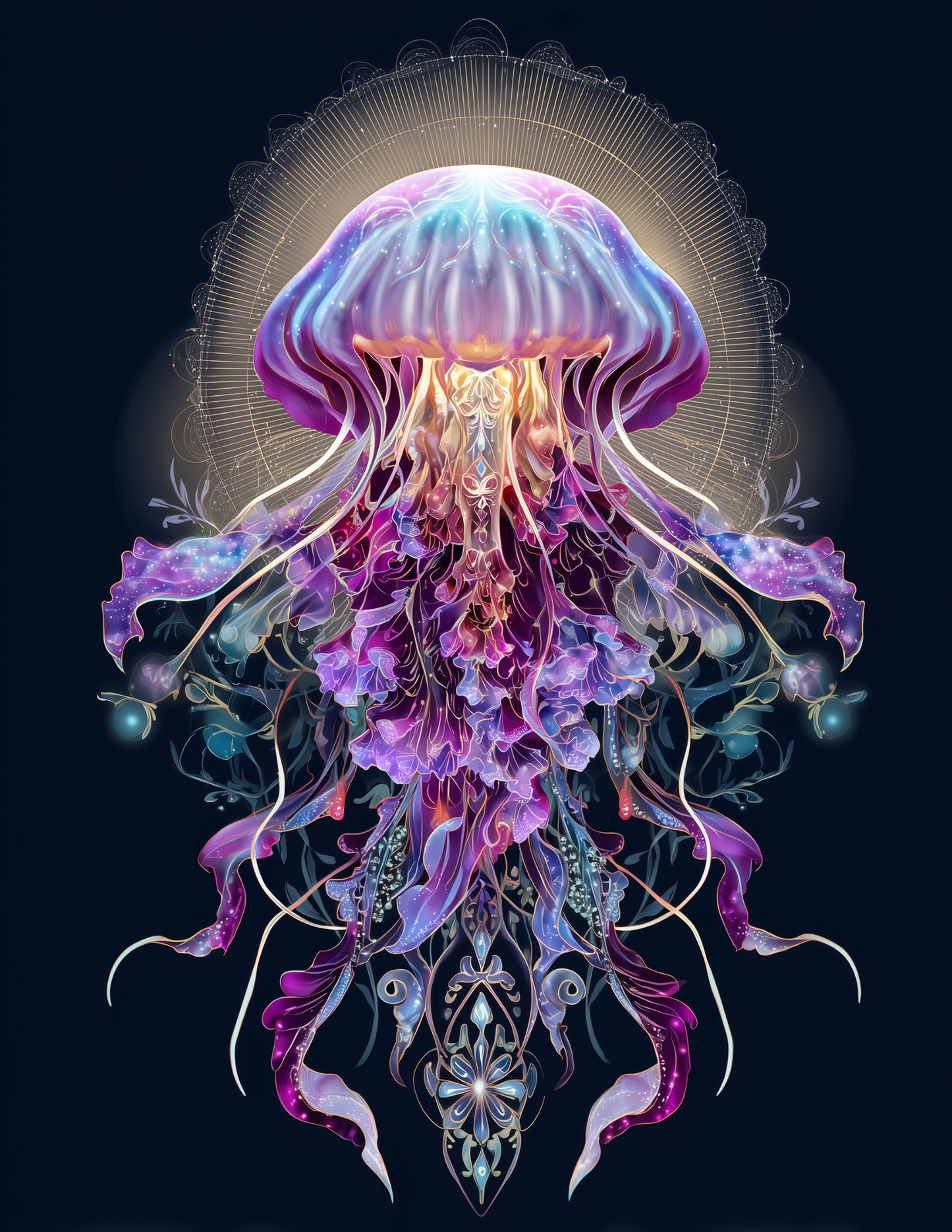 Immortal Jellyfish — Boho Art, Calm Gradients Digital Wall Art, 3 Sizes Included, Living Room Decor