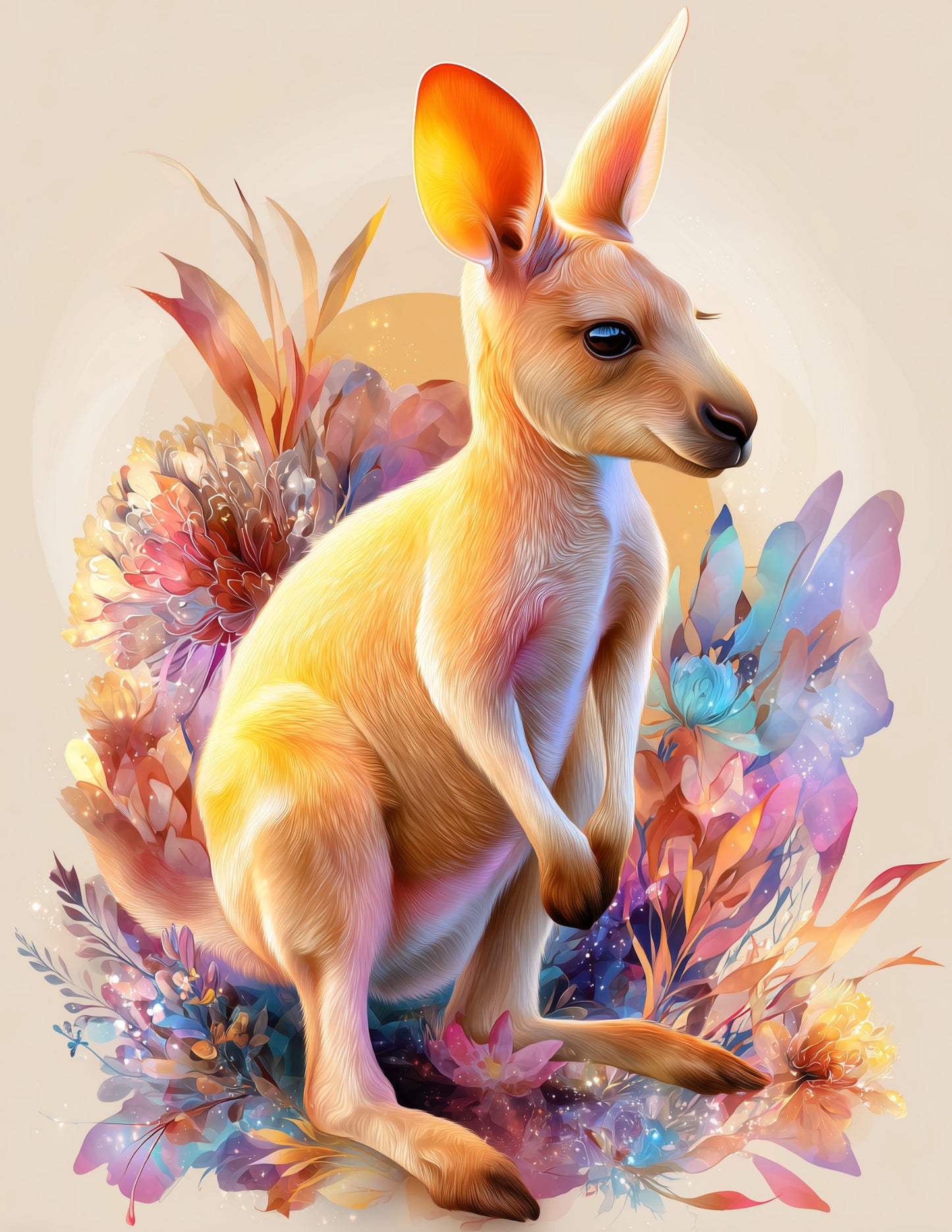 Kangaroo — Nursery Art, Warm Pastels Digital Wall Art, 3 Sizes Included, Nursery Decor
