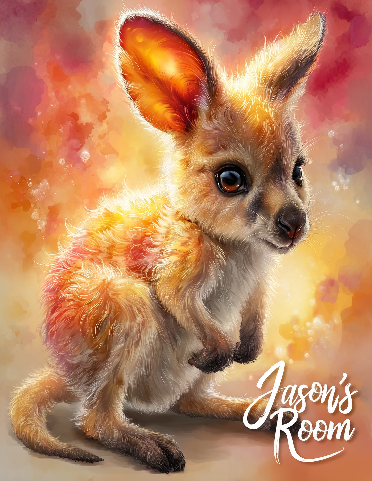 Kangaroo — Nursery Personalized Art, Soft Pastels Digital Wall Art, 3 Sizes Included, Nursery Decor