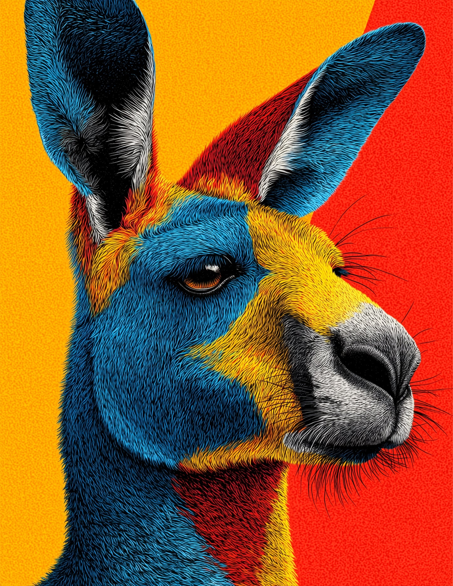 Kangaroo — Pop Art, Vibrant Palette Digital Wall Art, 3 Sizes Included, Living Room Decor