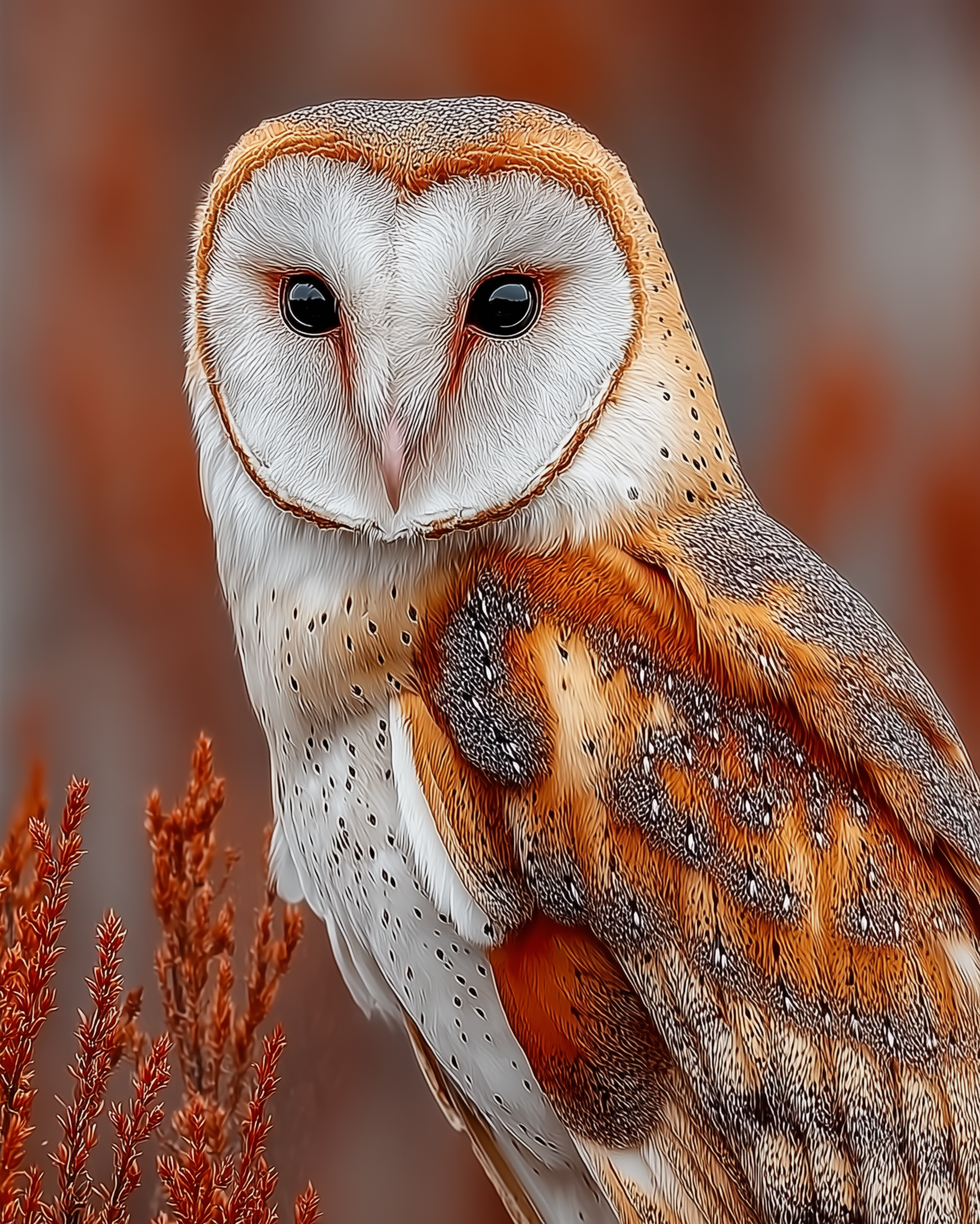 Owl — Realistic Art, Amber Glow Digital Wall Art, 3 Sizes Included, Living Room Decor