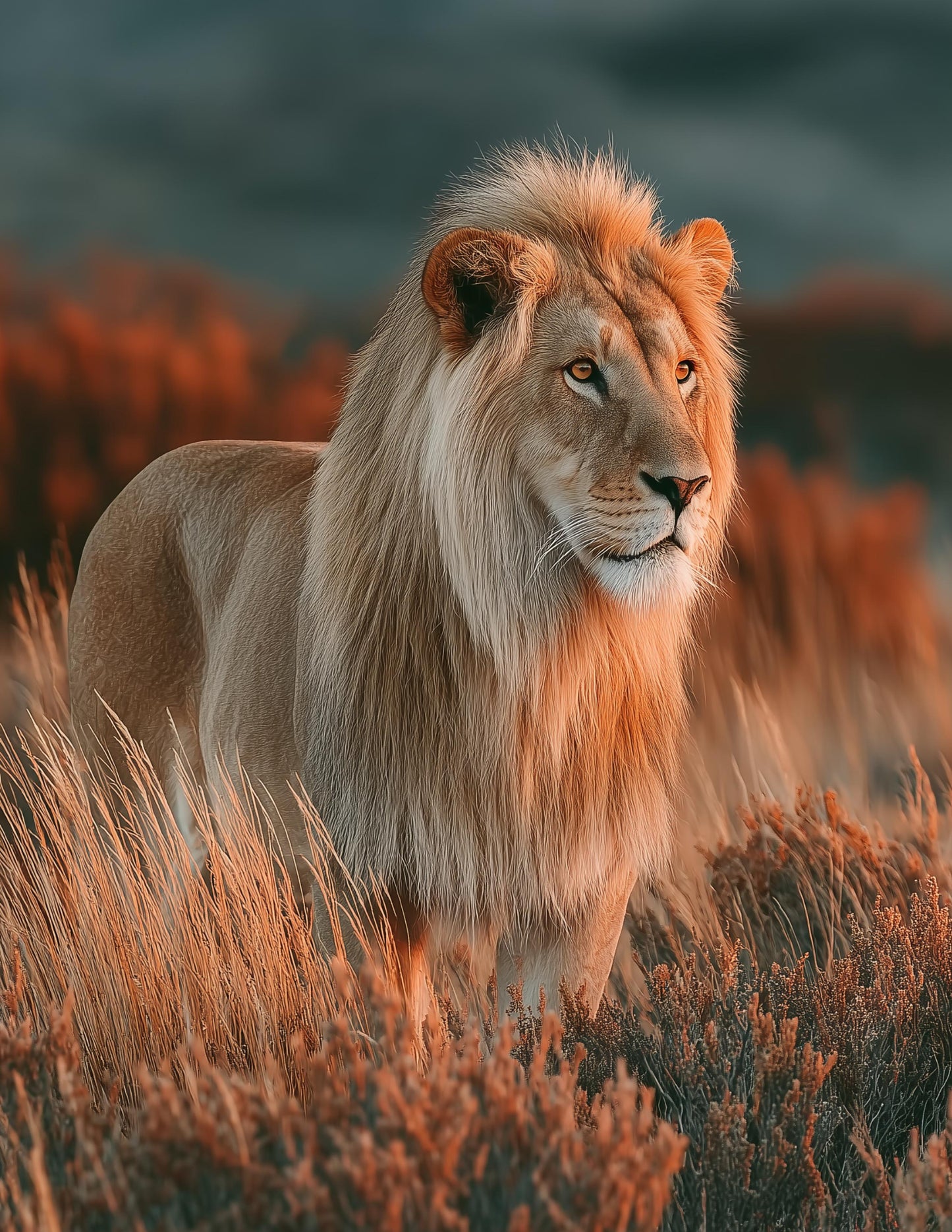 Lion — Realistic Art, Golden Tones Digital Wall Art, 3 Sizes Included, Living Room Decor