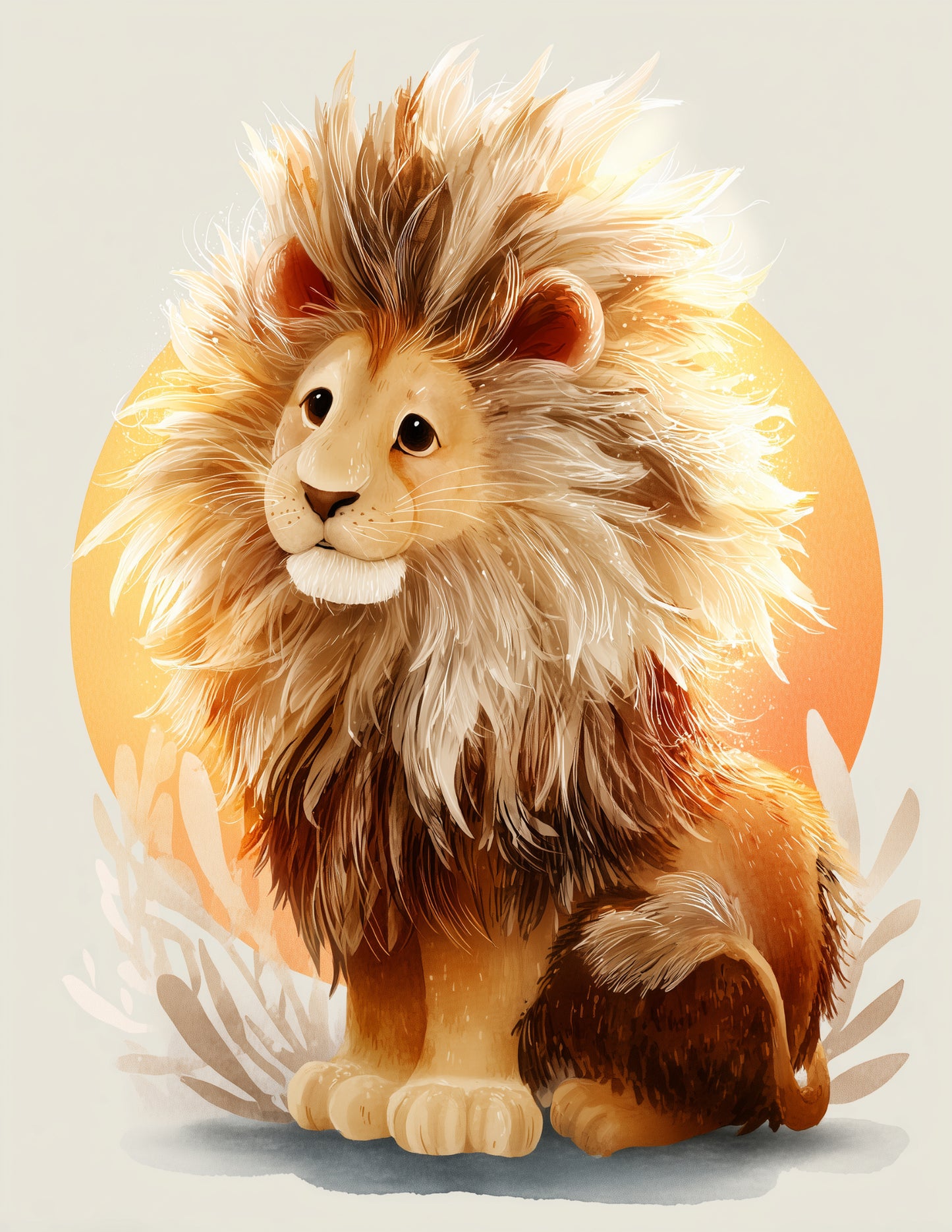 Lion — Nursery Art, Golden Mane Digital Wall Art, 3 Sizes Included, Nursery Decor