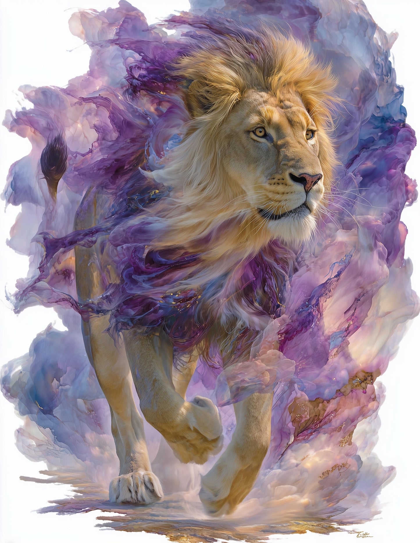 Lion — Watercolor Art, Midnight Hues Digital Wall Art, 3 Sizes Included, Living Room Decor