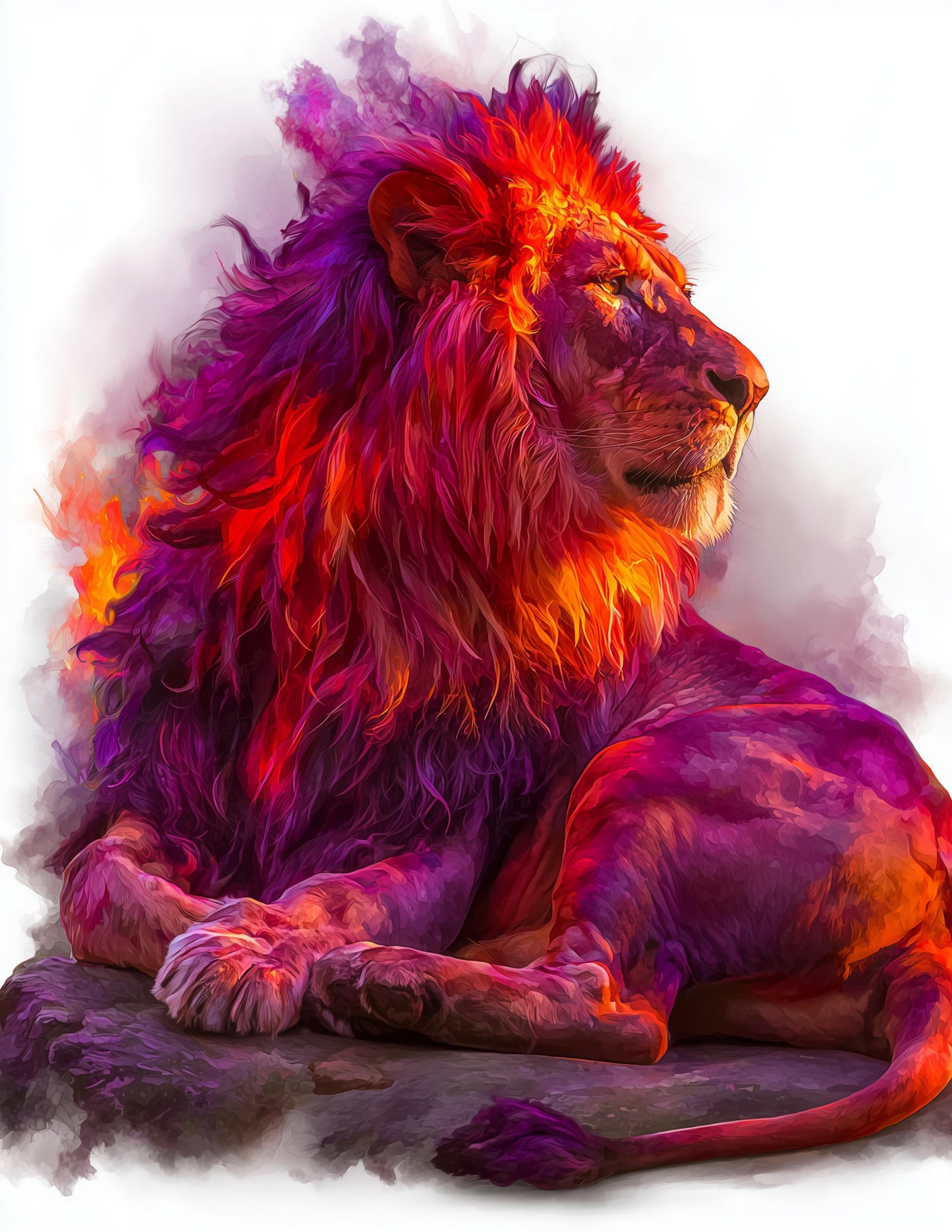 Lion — Watercolor Art, Sunset Glow Digital Wall Art, 3 Sizes Included, Living Room Decor