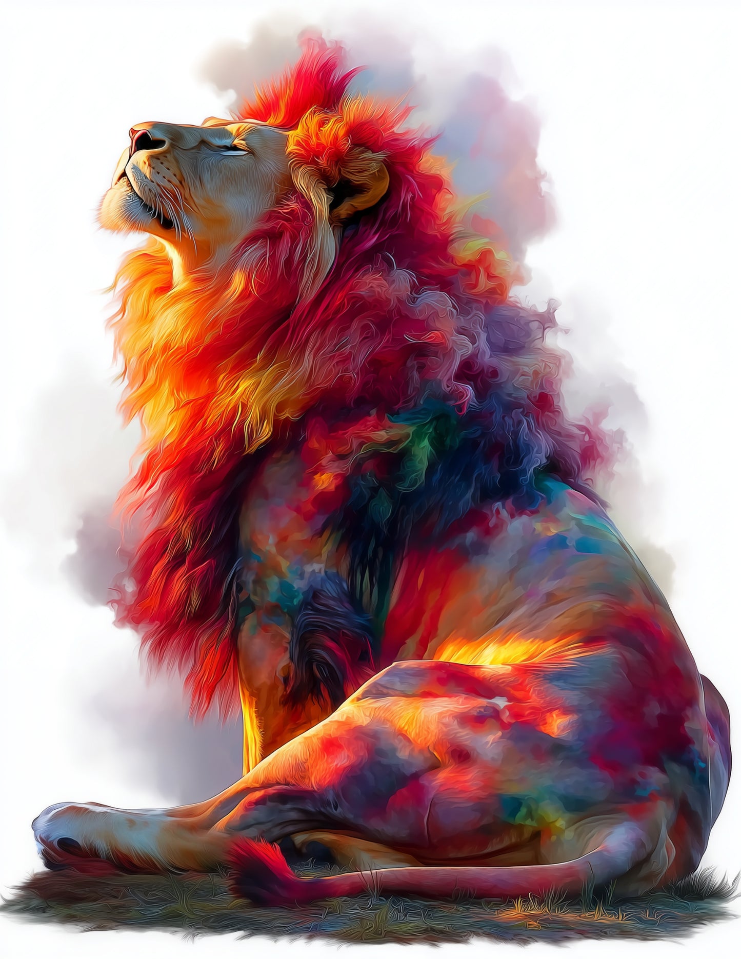 Lion — Watercolor Art, Sunset Mist Digital Wall Art, 3 Sizes Included, Living Room Decor