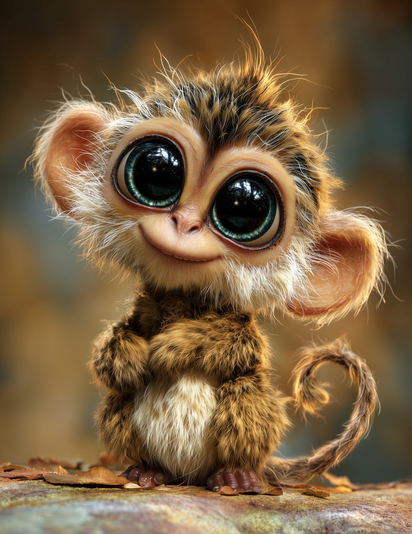 Monkey — Cute Cartoon Art, Balanced Tones Digital Wall Art, 3 Sizes Included, Nursery Decor