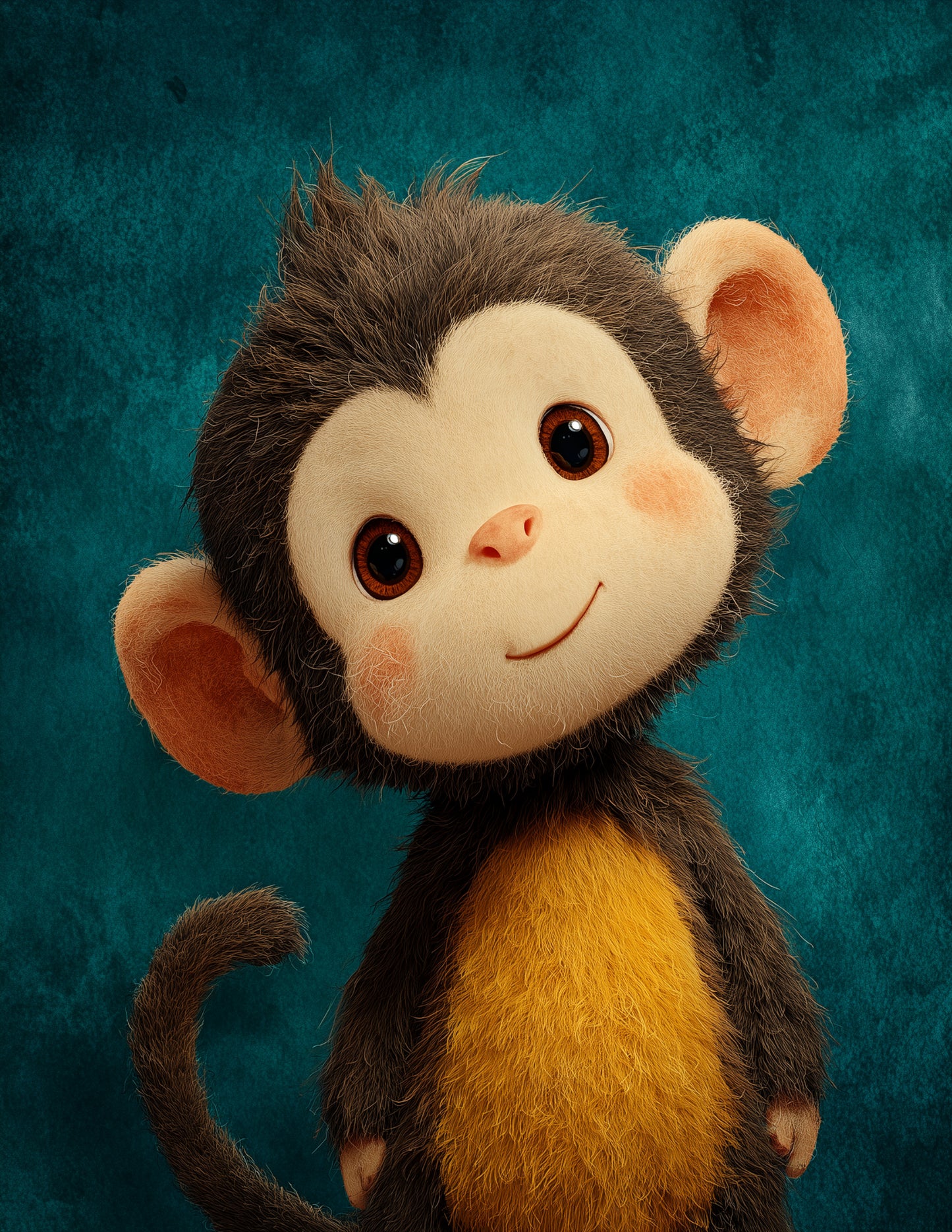 Monkey — Cute Cartoon Art, Vibrant Palette Digital Wall Art, 3 Sizes Included, Nursery Decor