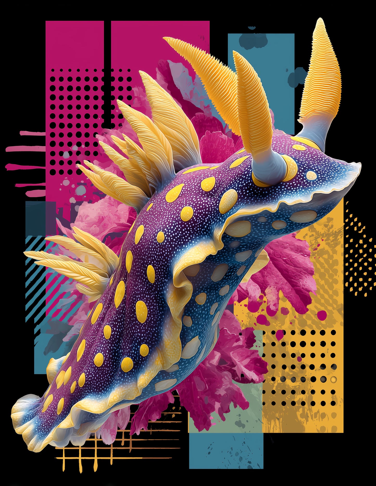 Nudibranch — Pop Art, Vibrant Palette Digital Wall Art, 3 Sizes Included, Living Room Decor