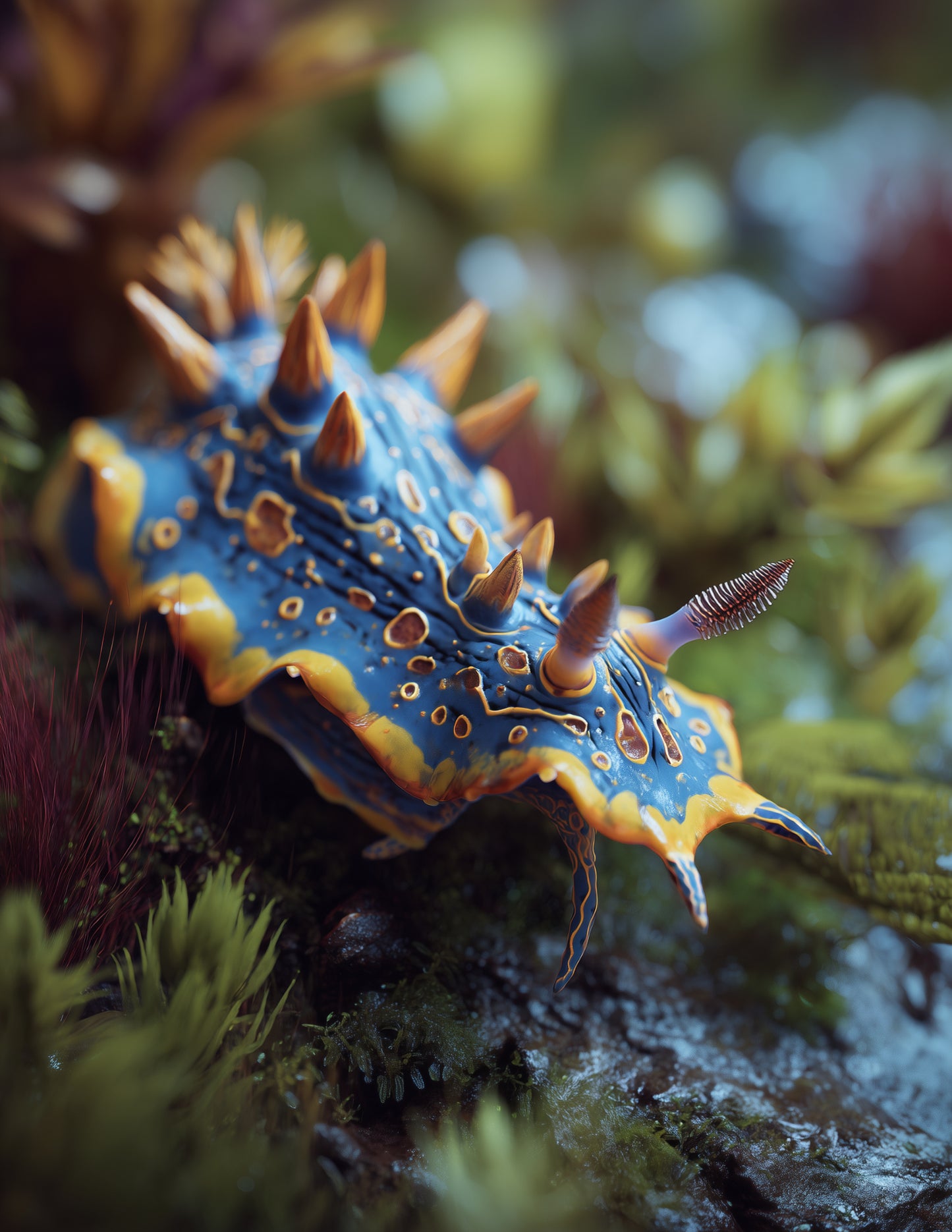 Nudibranch — Realistic Art, Emerald Hues Digital Wall Art, 3 Sizes Included, Living Room Decor