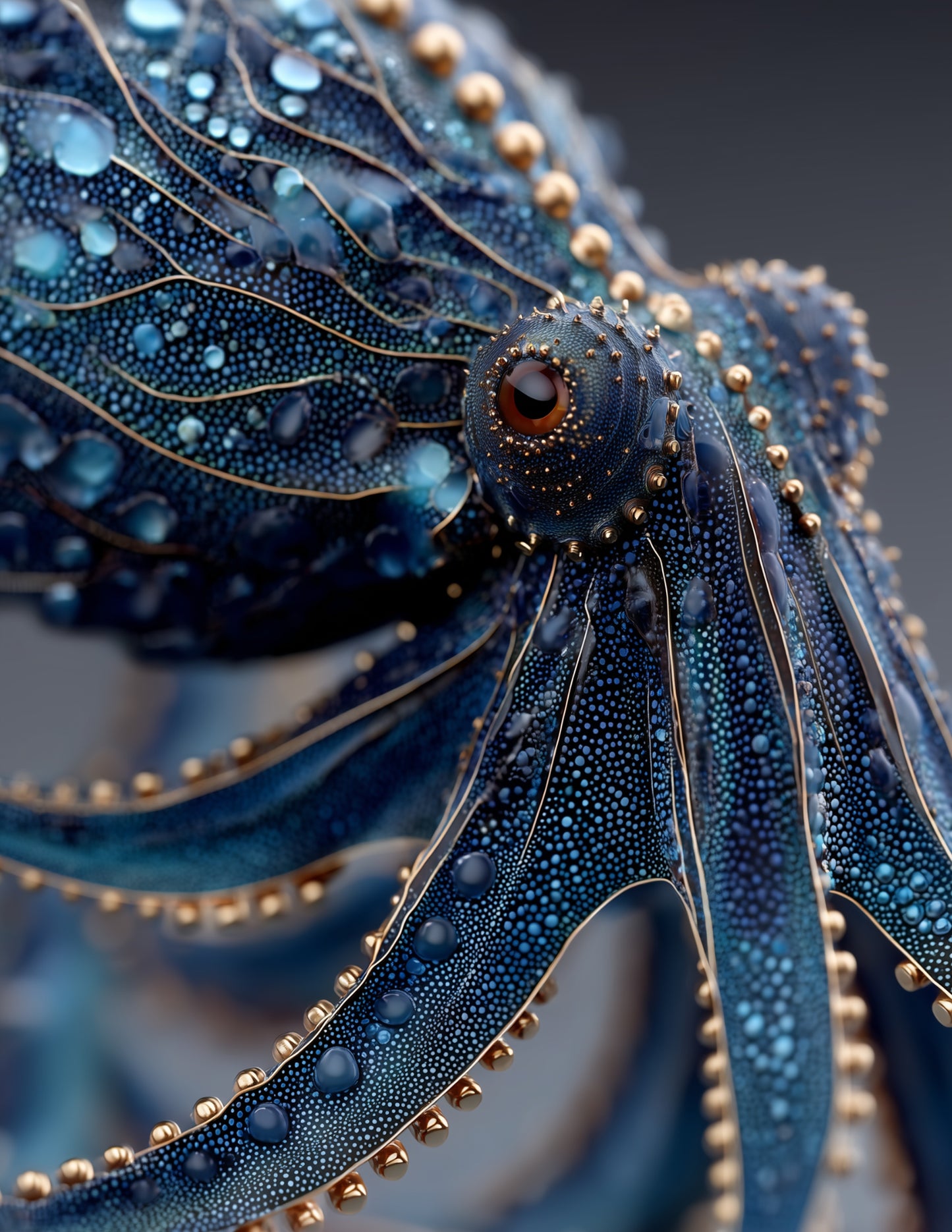 Octopus — Ferrofluid Art, Sapphire Bloom Digital Wall Art, 3 Sizes Included, Living Room Decor