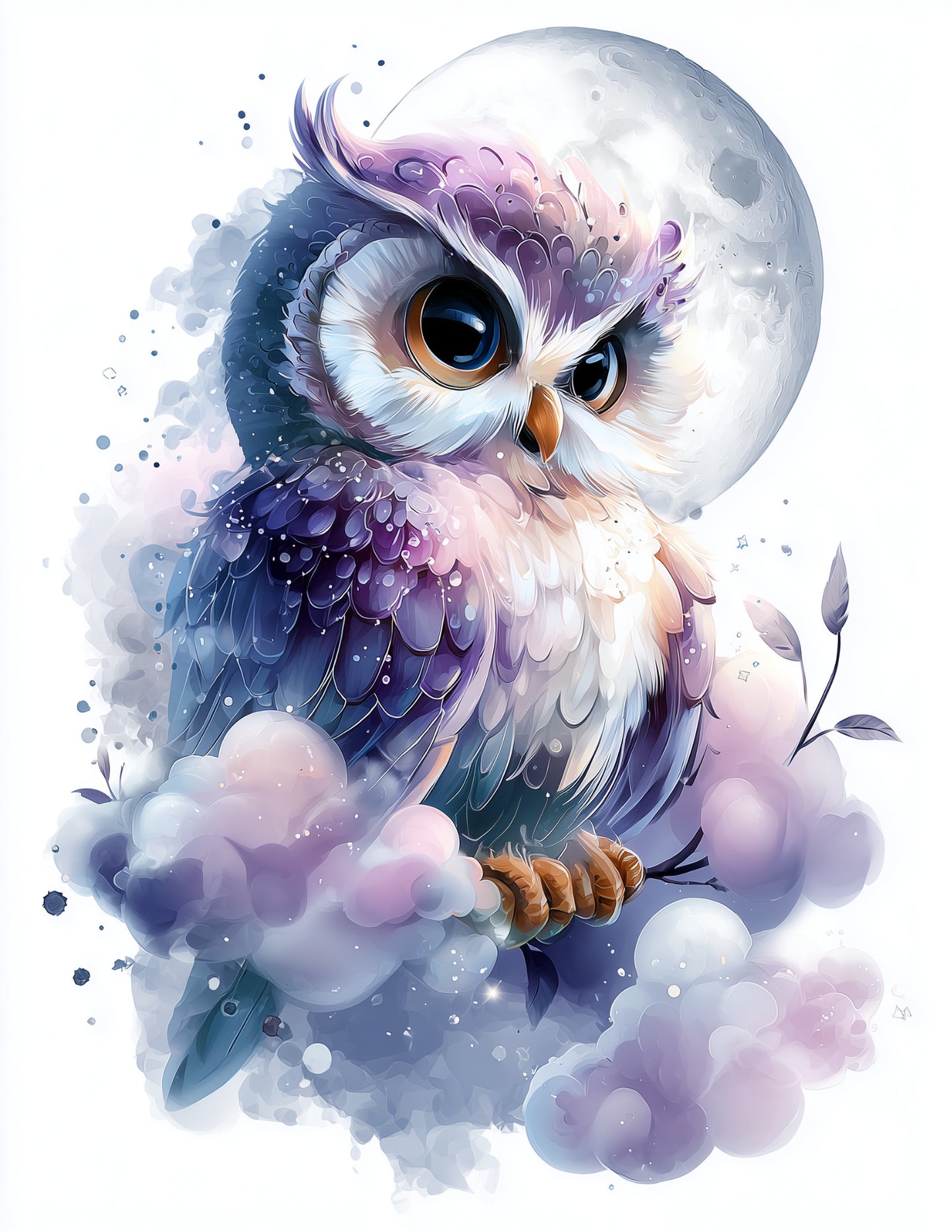 Owl — Nursery Art, Dreamy Hues Digital Wall Art, 3 Sizes Included, Nursery Decor