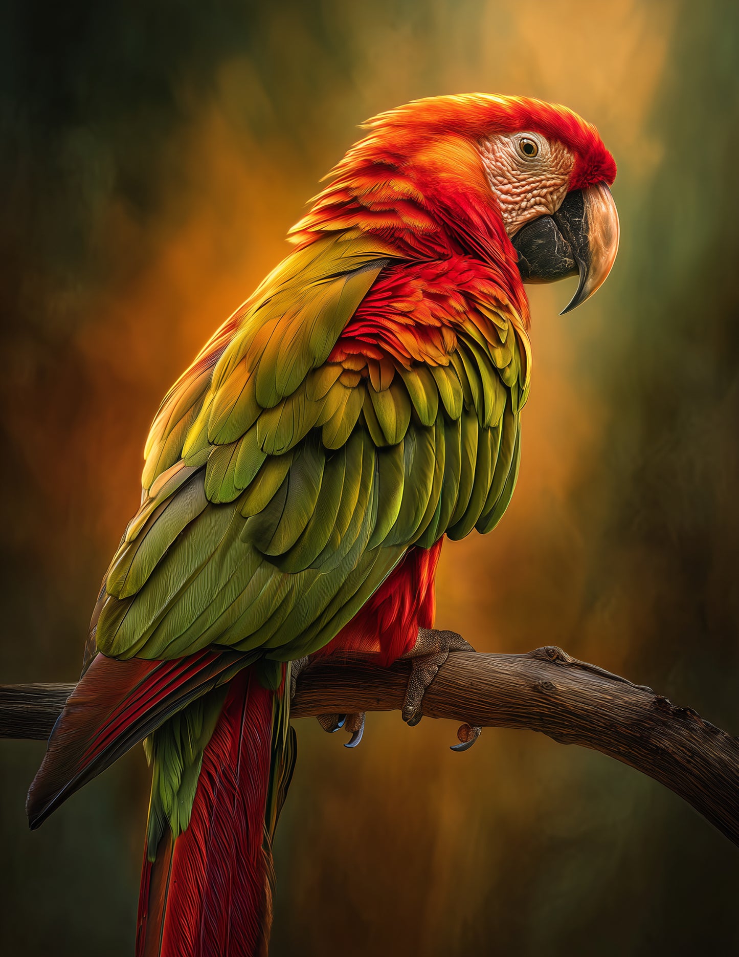 Parrot — Realistic Art, Forest Tones Digital Wall Art, 3 Sizes Included, Living Room Decor