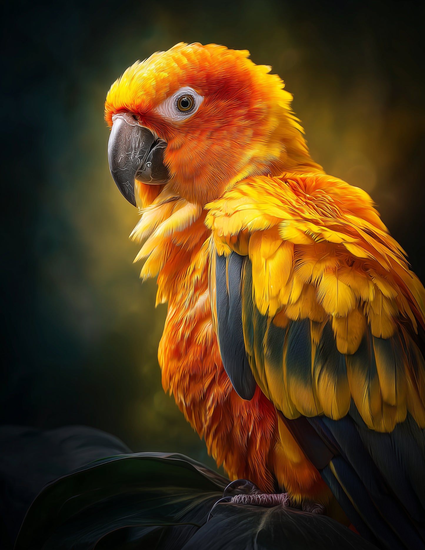 Parrot — Realistic Art, Midnight Light Digital Wall Art, 3 Sizes Included, Living Room Decor