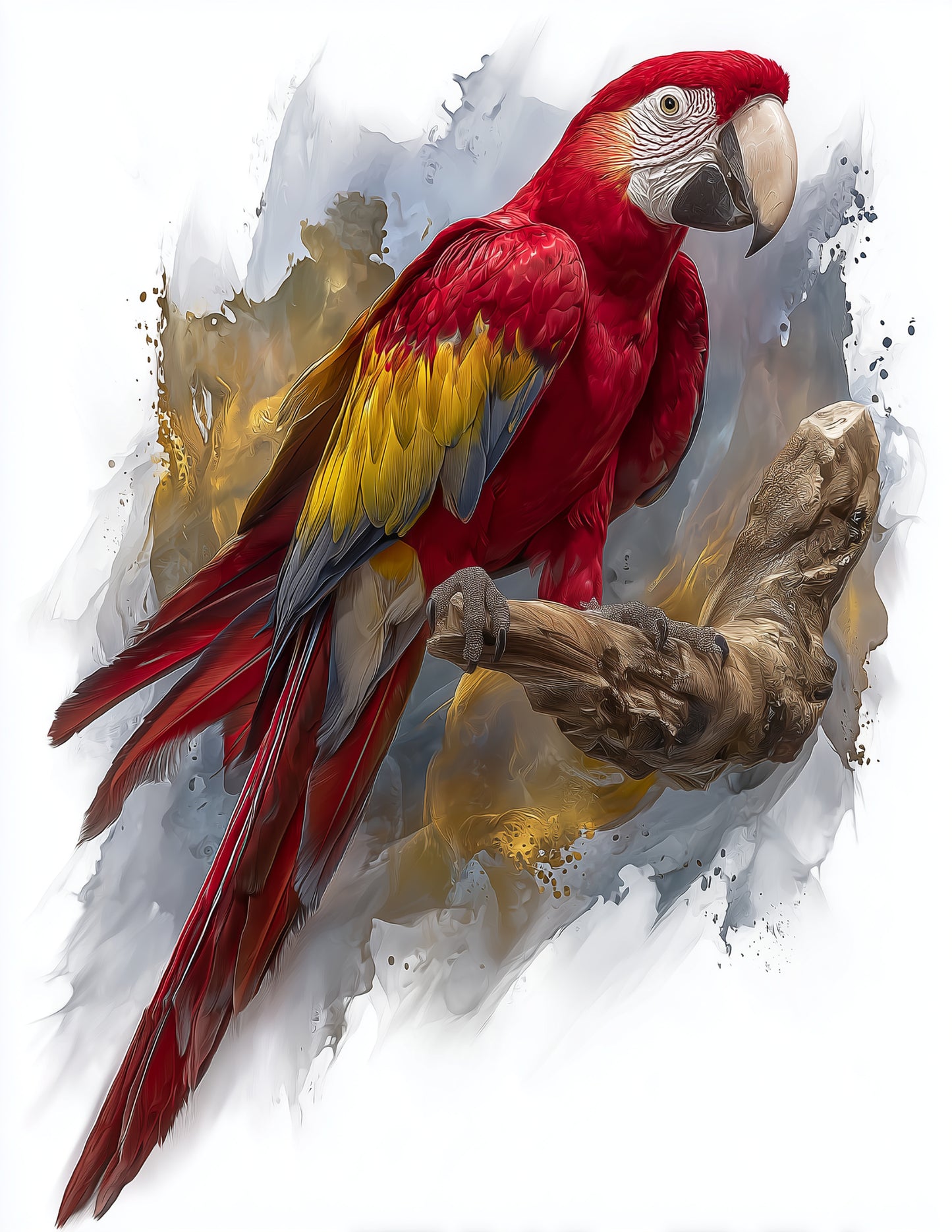 Parrot — Watercolor Art, Vivid Splash Digital Wall Art, 3 Sizes Included, Living Room Decor