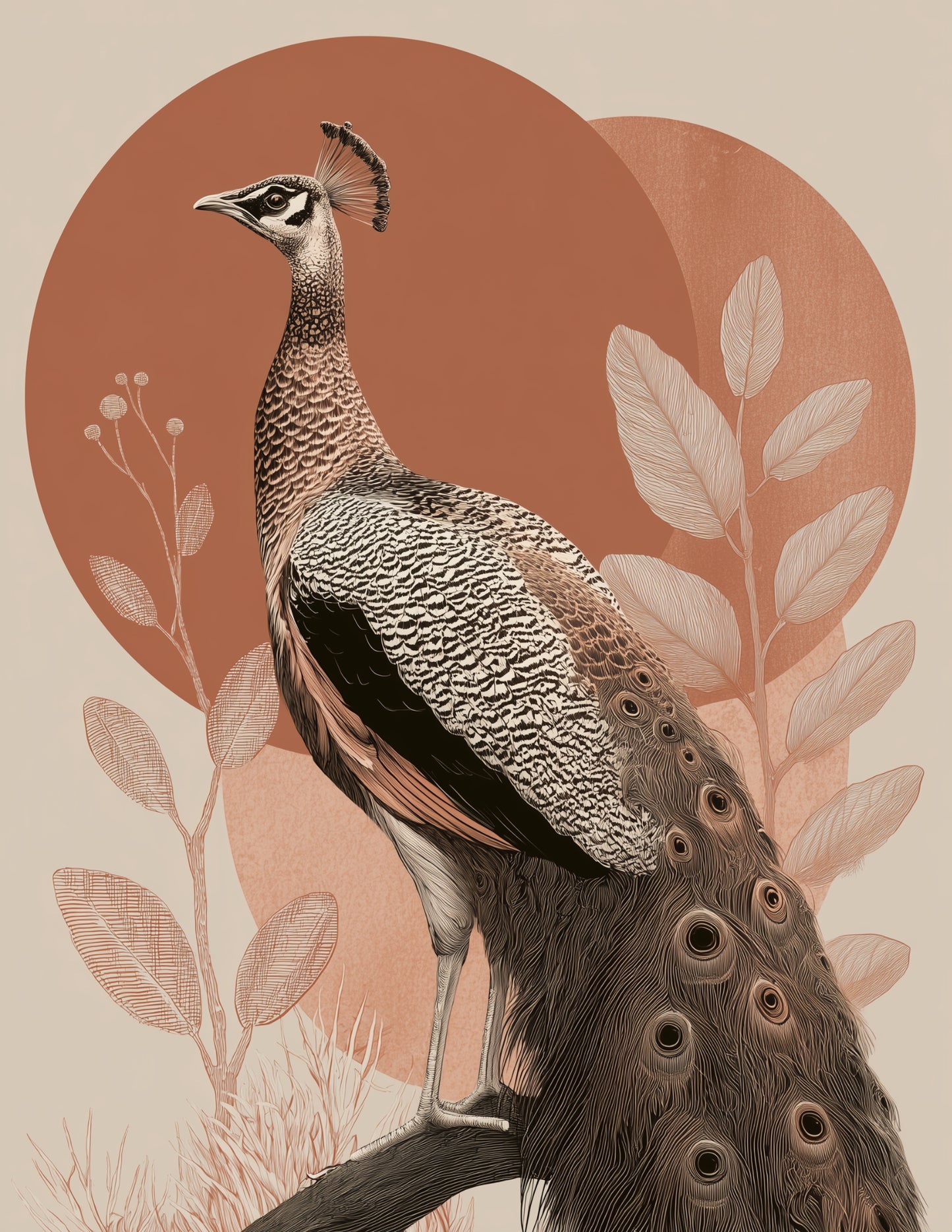 Peacock — Boho Art, Sapphire Calm Digital Wall Art, 3 Sizes Included, Living Room Decor