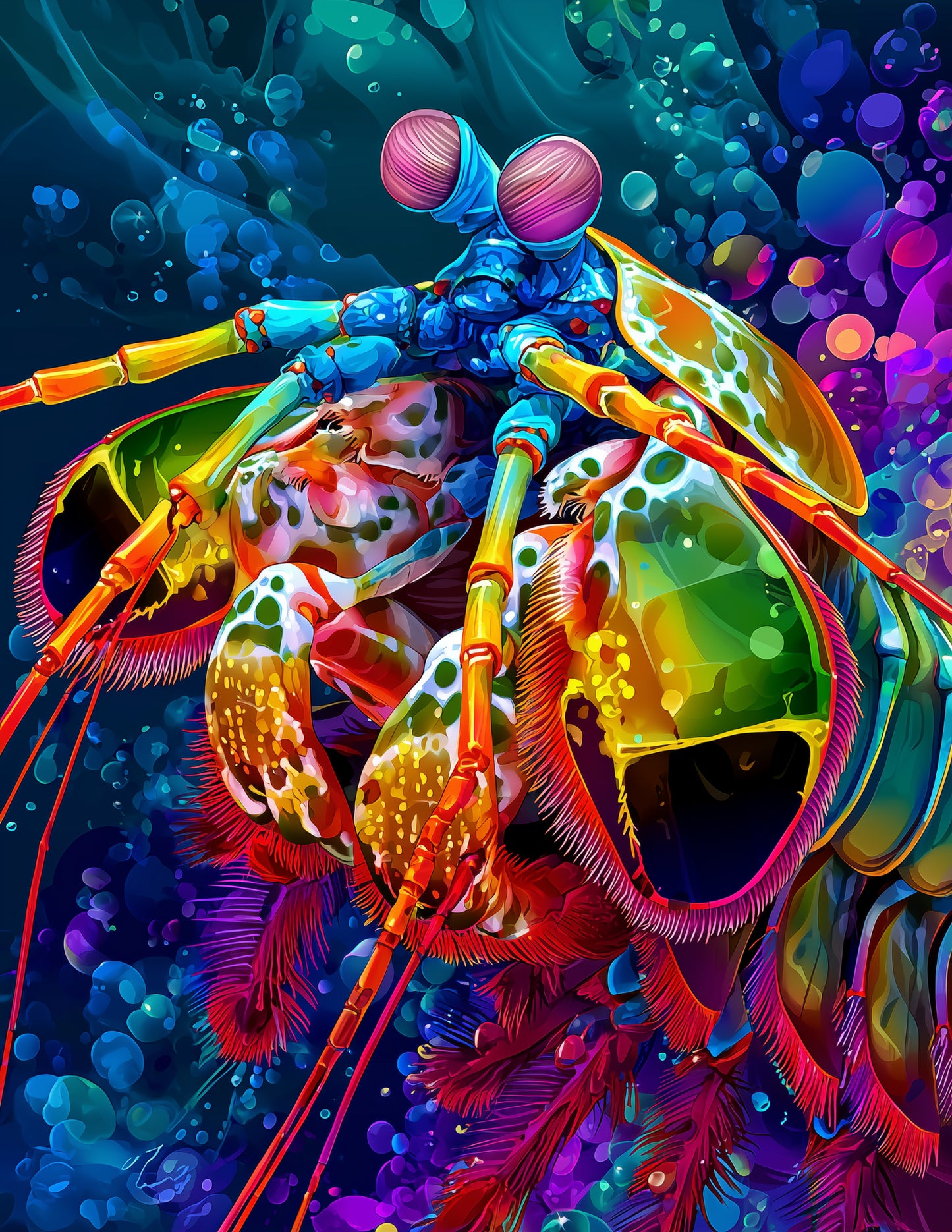 Peacock Mantis Shrimp — Pop Art, Color Variation Digital Wall Art, 3 Sizes Included, Living Room Decor