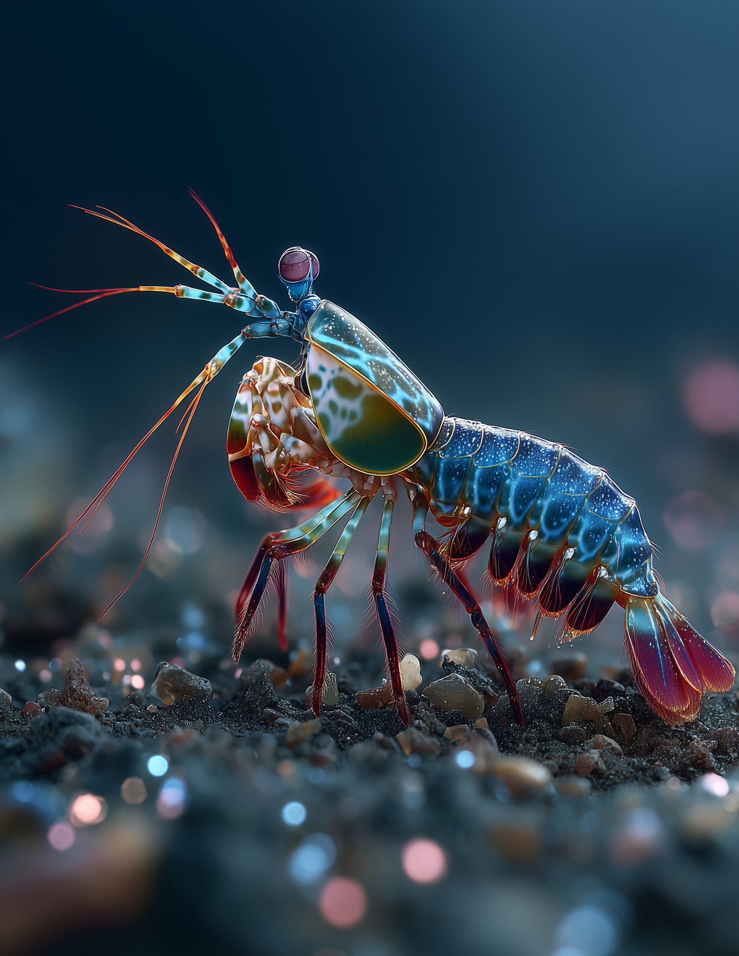 Peacock Mantis Shrimp — Realistic Art, Serene Palette Digital Wall Art, 3 Sizes Included, Living Room Decor