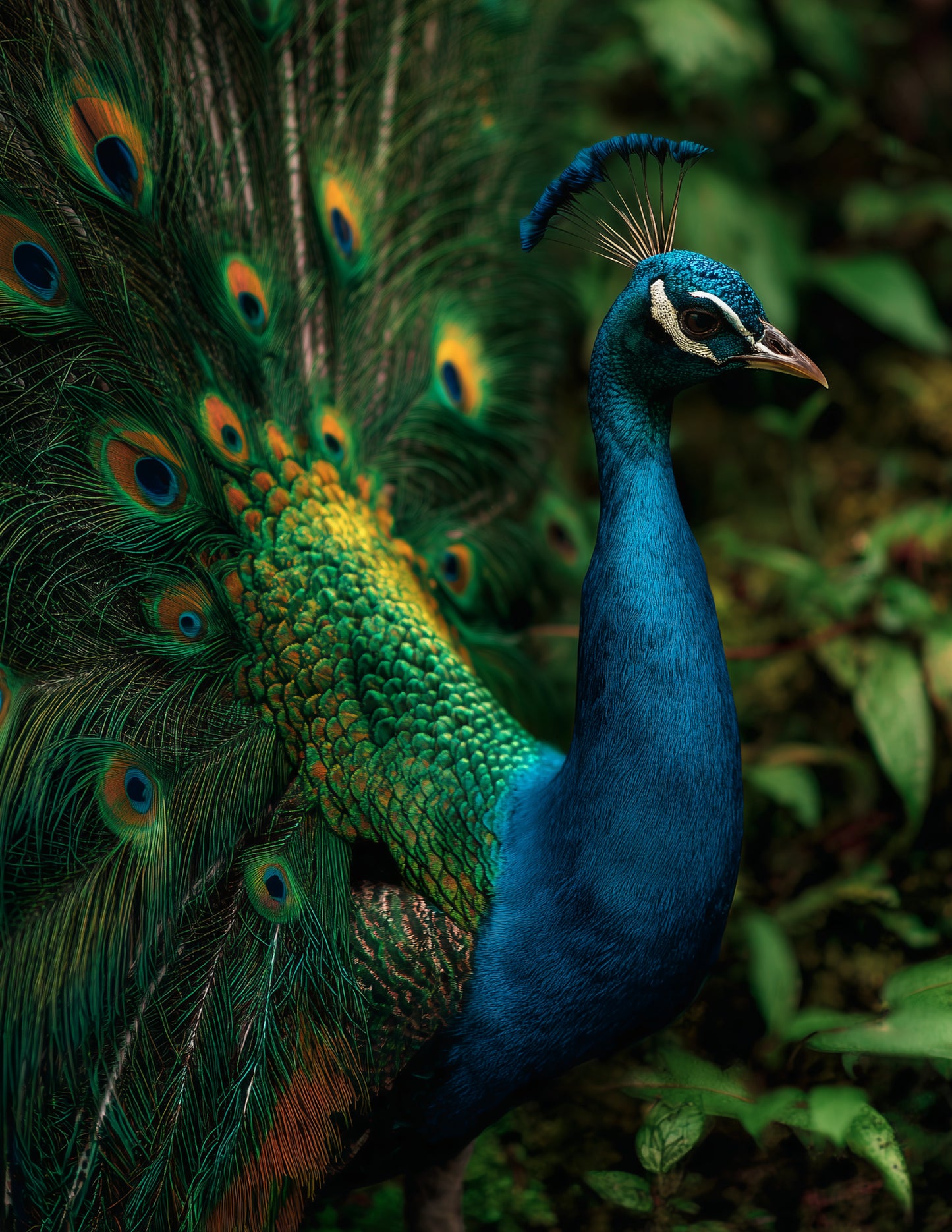 Peacock — Realistic Art, Emerald Tones Digital Wall Art, 3 Sizes Included, Living Room Decor
