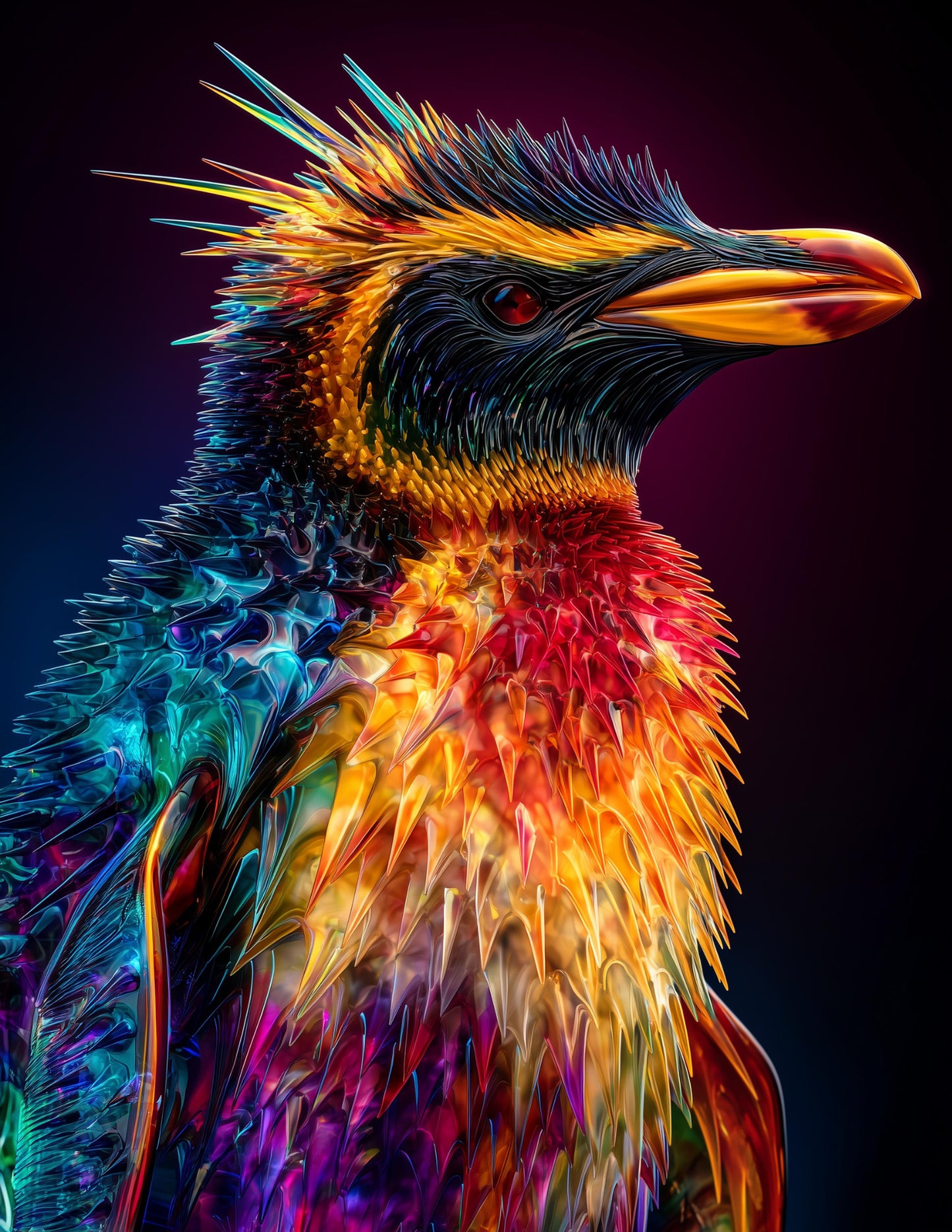 Penguin — Ferrofluid Art, Cosmic Bloom Digital Wall Art, 3 Sizes Included, Living Room Decor