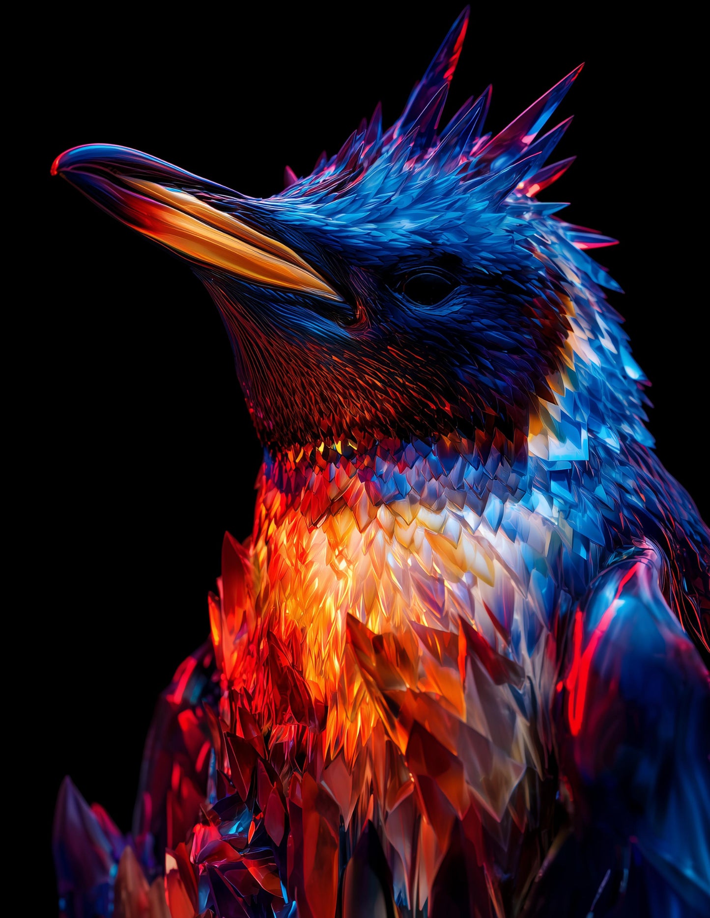 Penguin — Ferrofluid Art, Sunset Glow Digital Wall Art, 3 Sizes Included, Living Room Decor