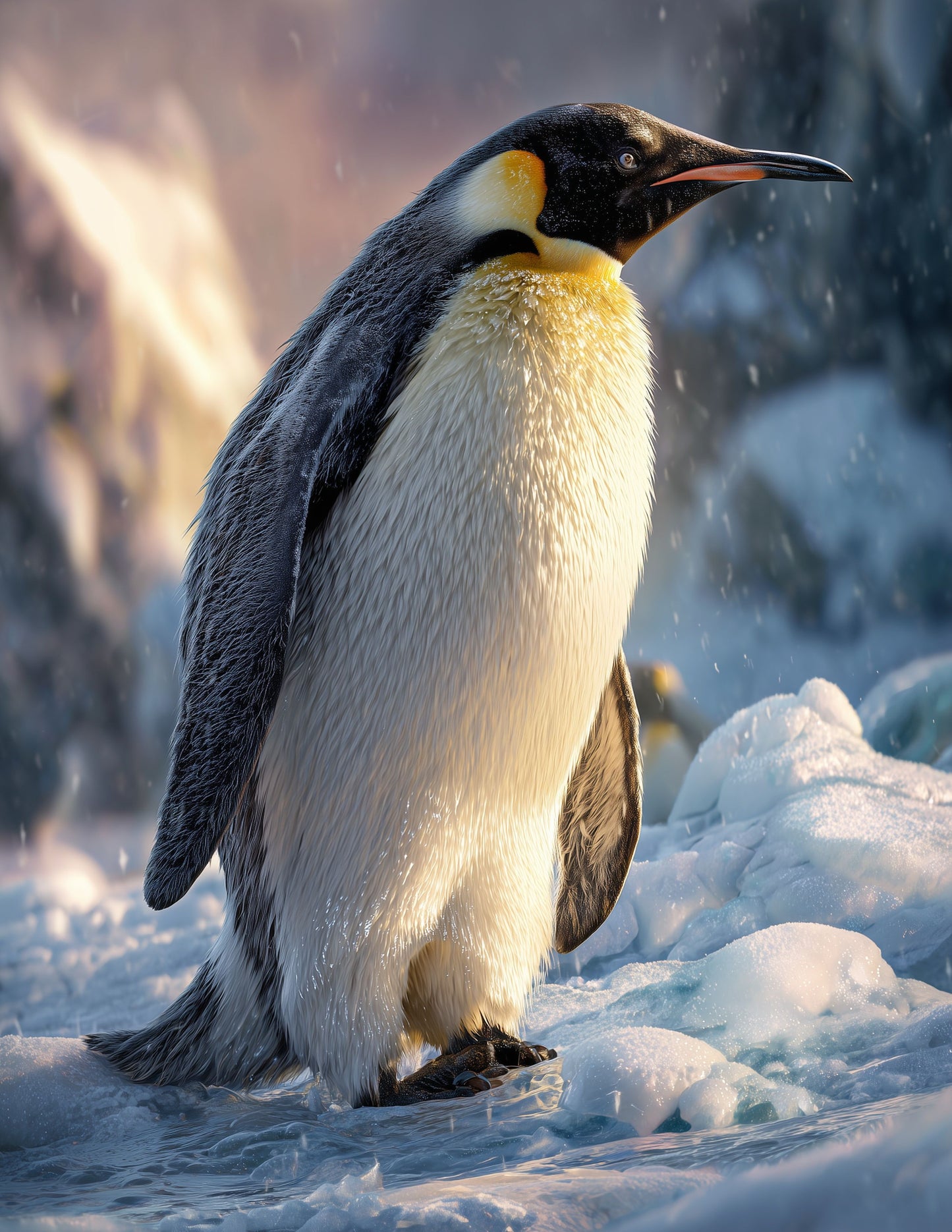 Penguin — Realistic Art, Ice Glow Digital Wall Art, 3 Sizes Included, Living Room Decor