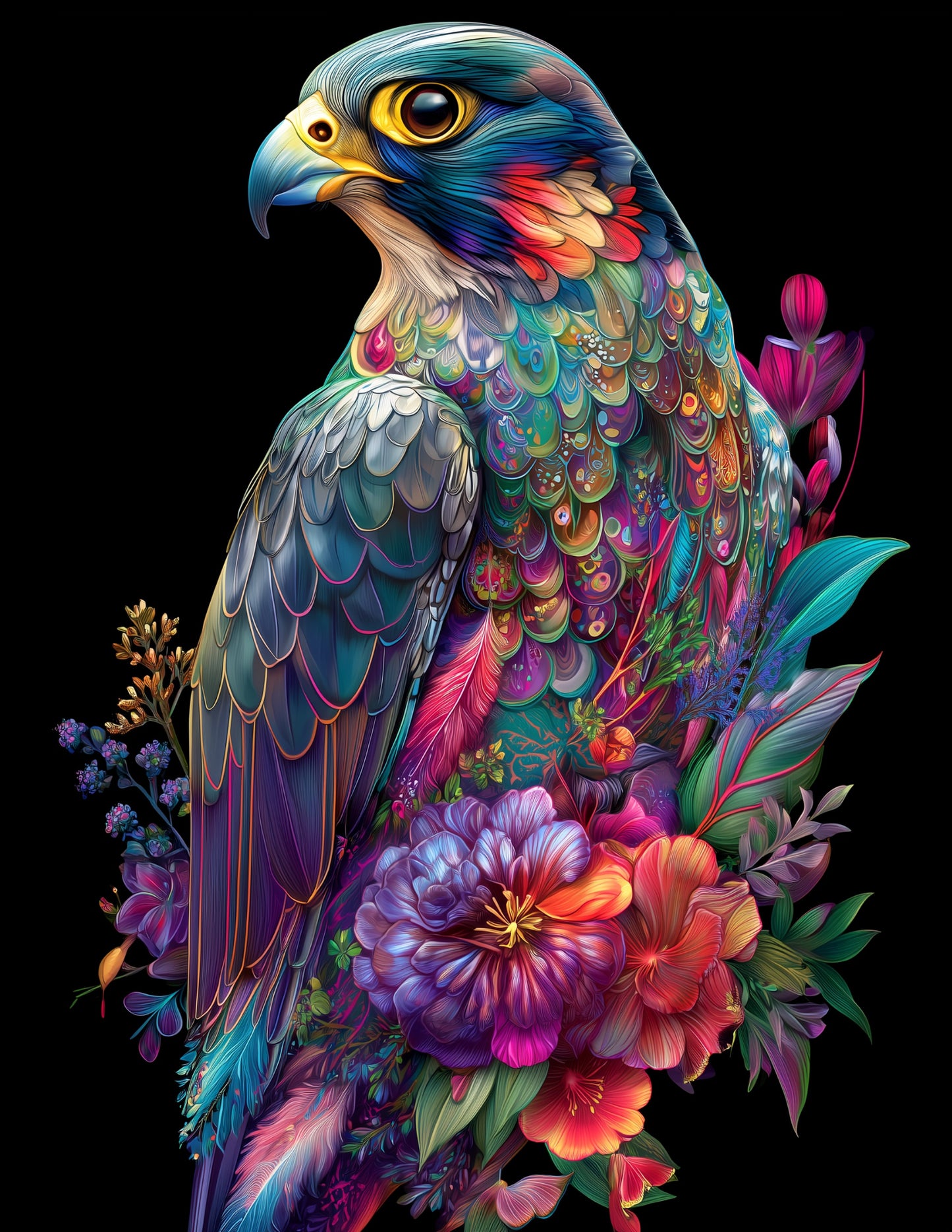 Peregrine Falcon — Boho Art, Calm Gradients Digital Wall Art, 3 Sizes Included, Living Room Decor