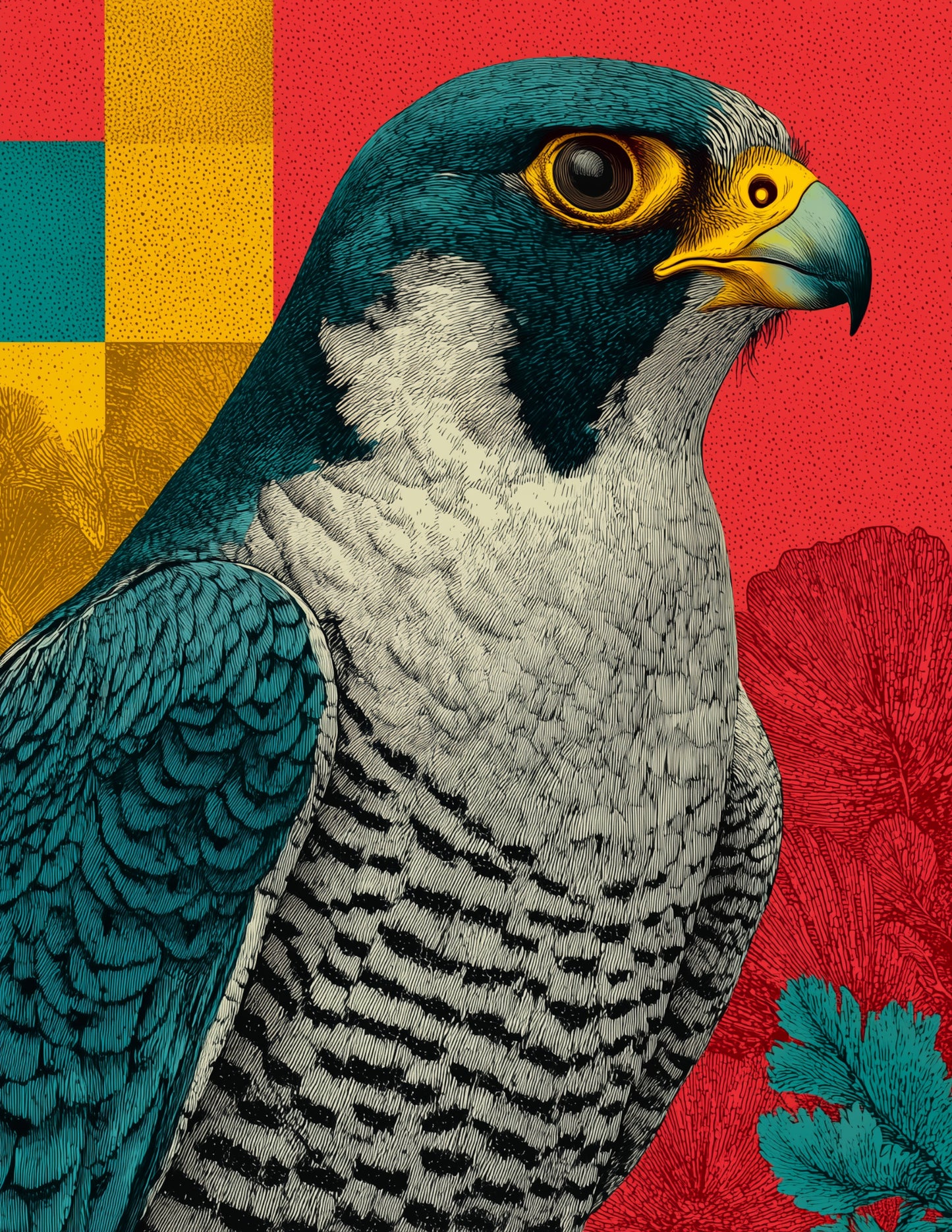 Peregrine Falcon — Pop Art, Vibrant Palette Digital Wall Art, 3 Sizes Included, Living Room Decor