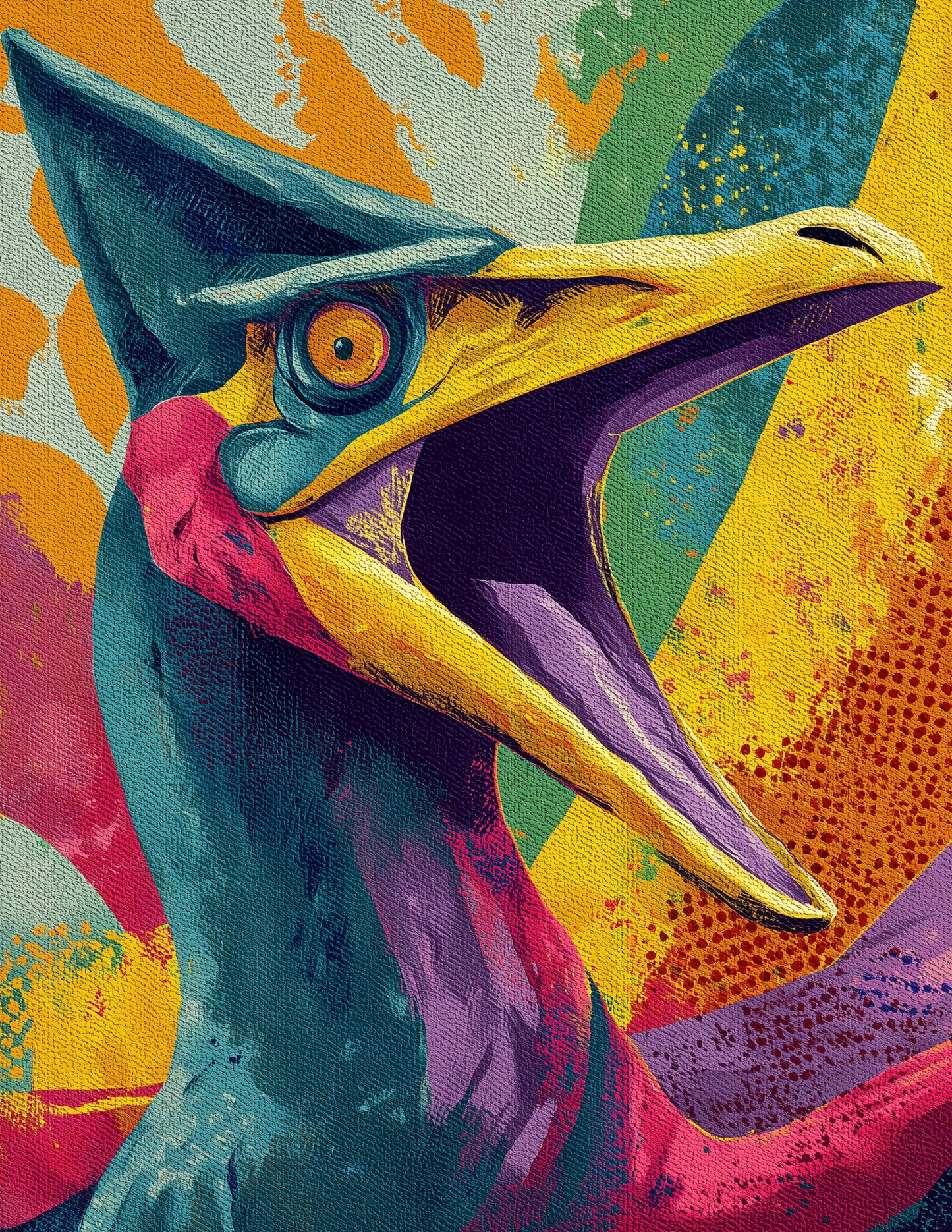 Pterodactyl — Pop Art, Vibrant Palette Digital Wall Art, 3 Sizes Included, Living Room Decor