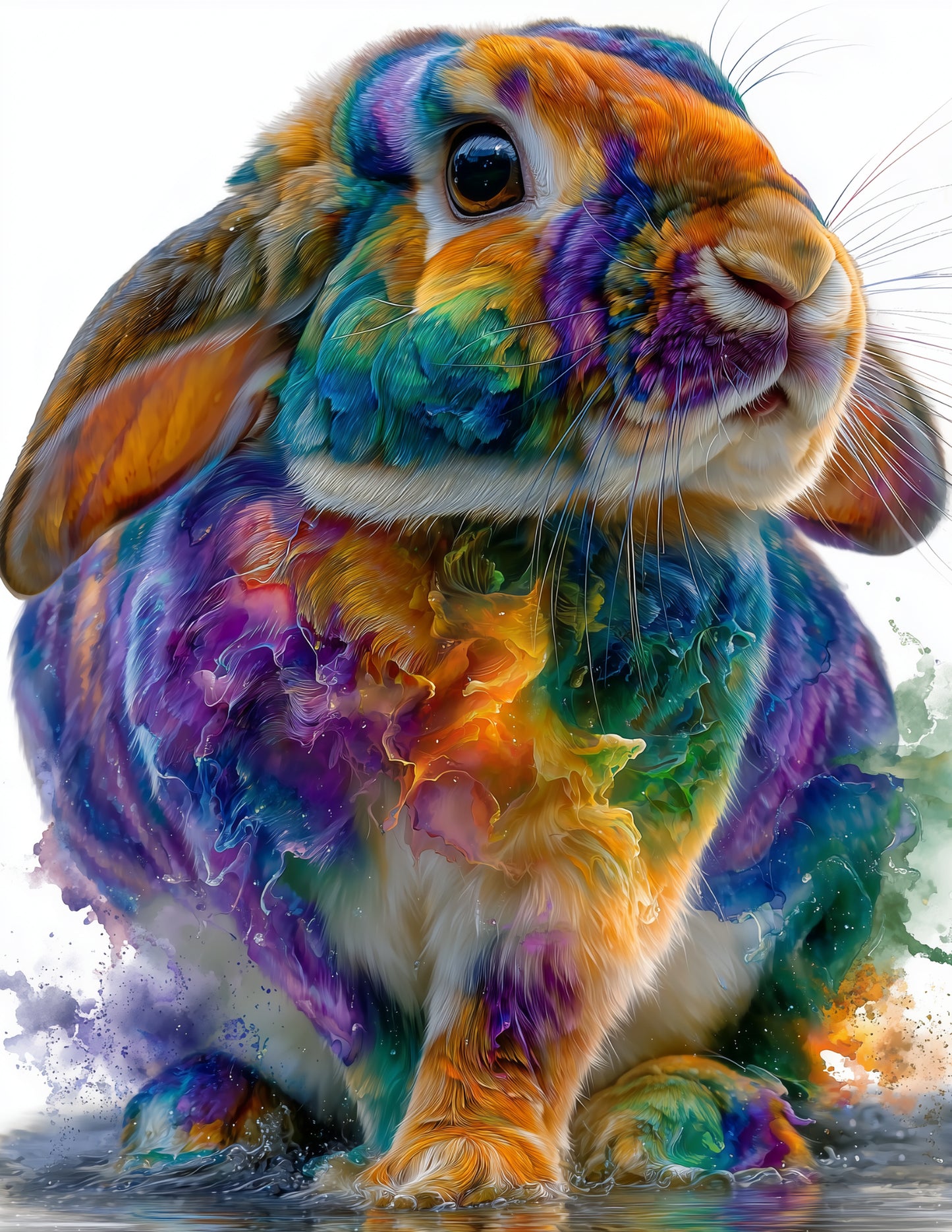 Rabbit — Watercolor Art, Amber Tones Digital Wall Art, 3 Sizes Included, Living Room Decor